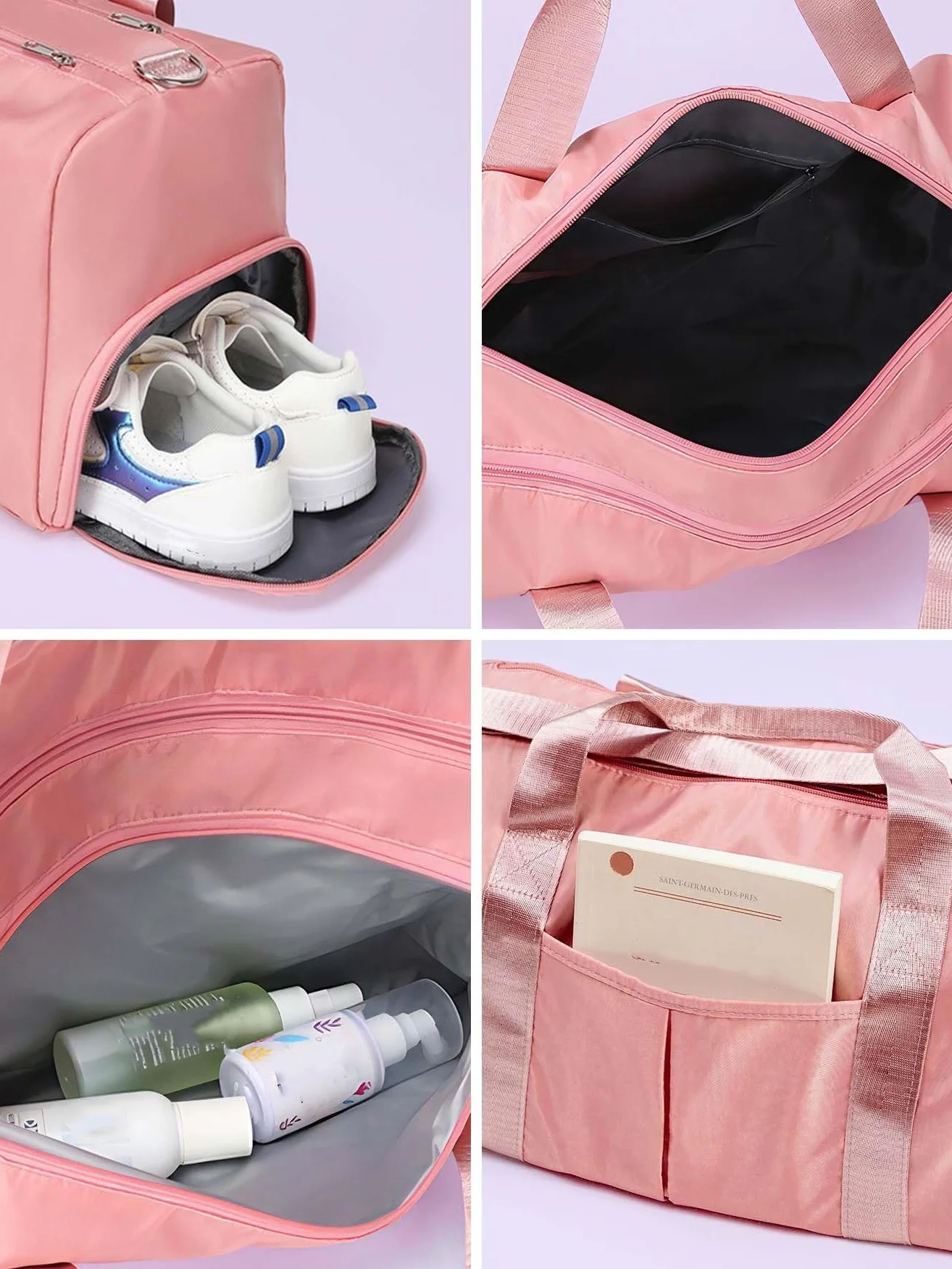 Bolsa de Deporte Personalizada con Nombre, Bolsa de Viaje para Hombre, Mujeres y Niñas, Bolsa de Gimnasio con Bolsillos Húmedos/Secos & Inserciones para Calzado, Bolsa de Fin de Semana con Bandolera