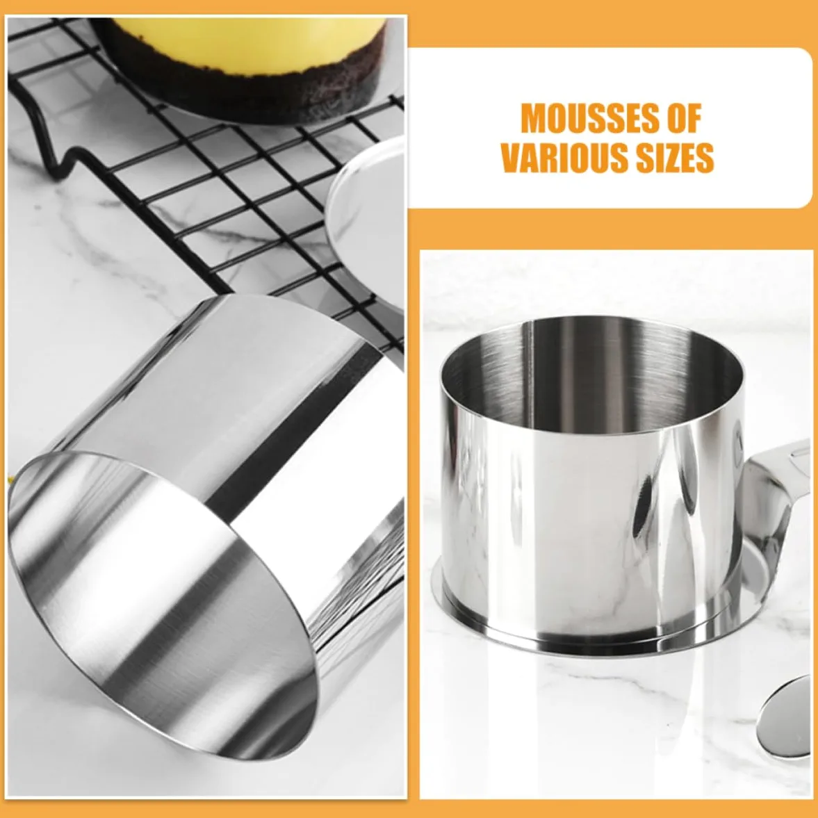 SOIMISS Molde Redondo para Hornear Pasteles de Acero Inoxidable, 1 Juego | Acabado Plata, Superficie Lisa, Incluye Placa de Presión y Espátula, Apto para Repostería y Cocina DIY