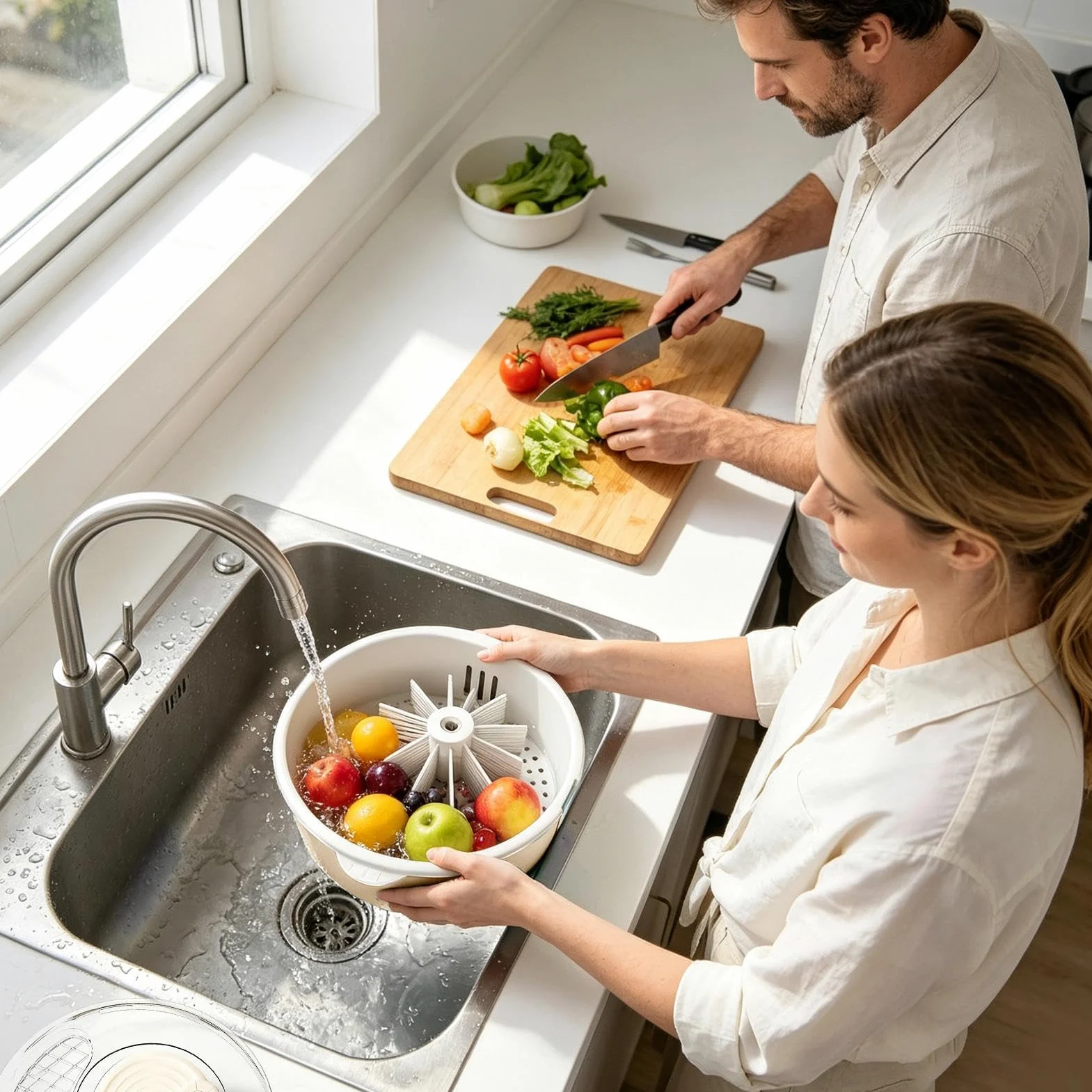 Gran centrifugadora de ensaladas Purificador multiusos, limpieza manual y | Limpiador Alimenticio y Secador de Ensaladas Para Productos, Bayas, Lechuga, Hogar, Cocina Y