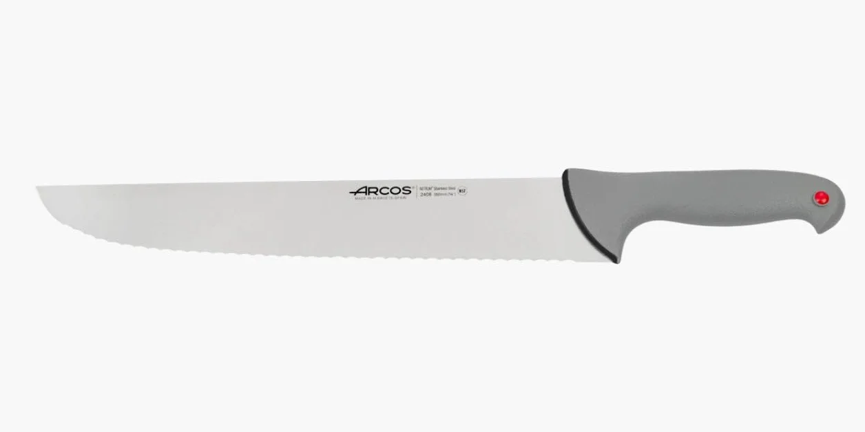Arcos Cuchillo Pescadero Hoja Serrada Acero Inoxidable NITRUM 350 mm Mango Ergonómico Antideslizante Ideal para Pescado Serie Colour Prof