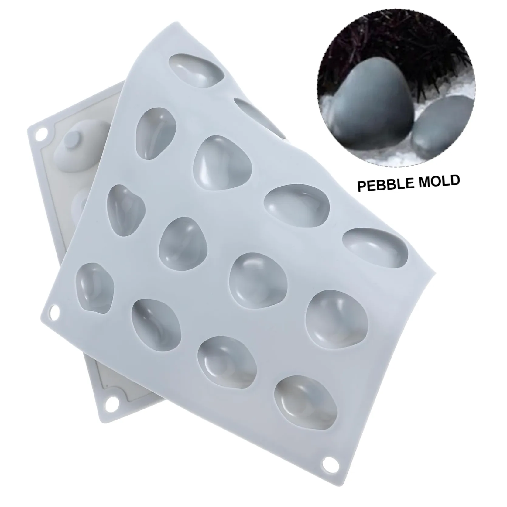 3 Piezas Molde de Silicona para Chocolate y Fondant Diseño de Piedras Suaves Molde Flexible para Repostería DIY Fácil Desmoldeo y Limpieza