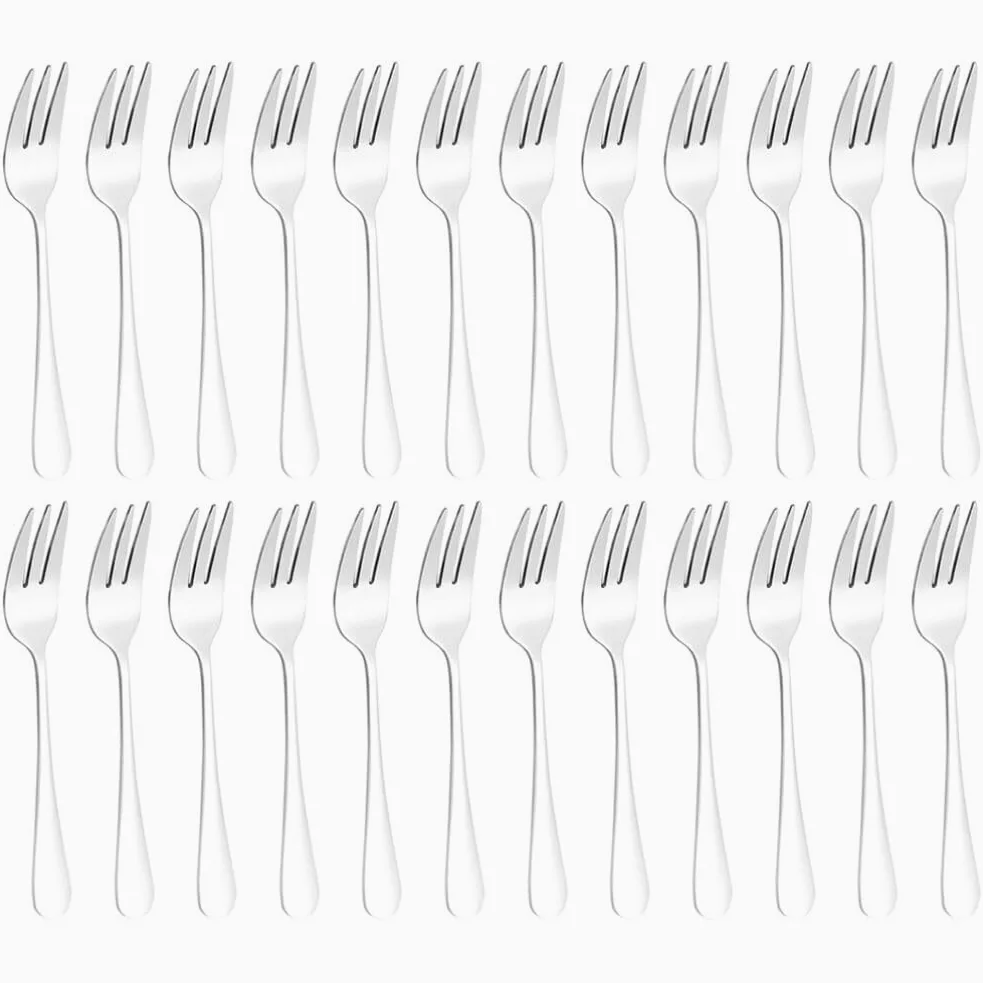 Kichvoe 24 Tenedores De Acero Inoxidable Para Ensalada Tenedores Para Cena Frutas Pasteles Aperitivos Cubiertos Cubiertos Tenedores Para El Hogar Cocina Restaurante