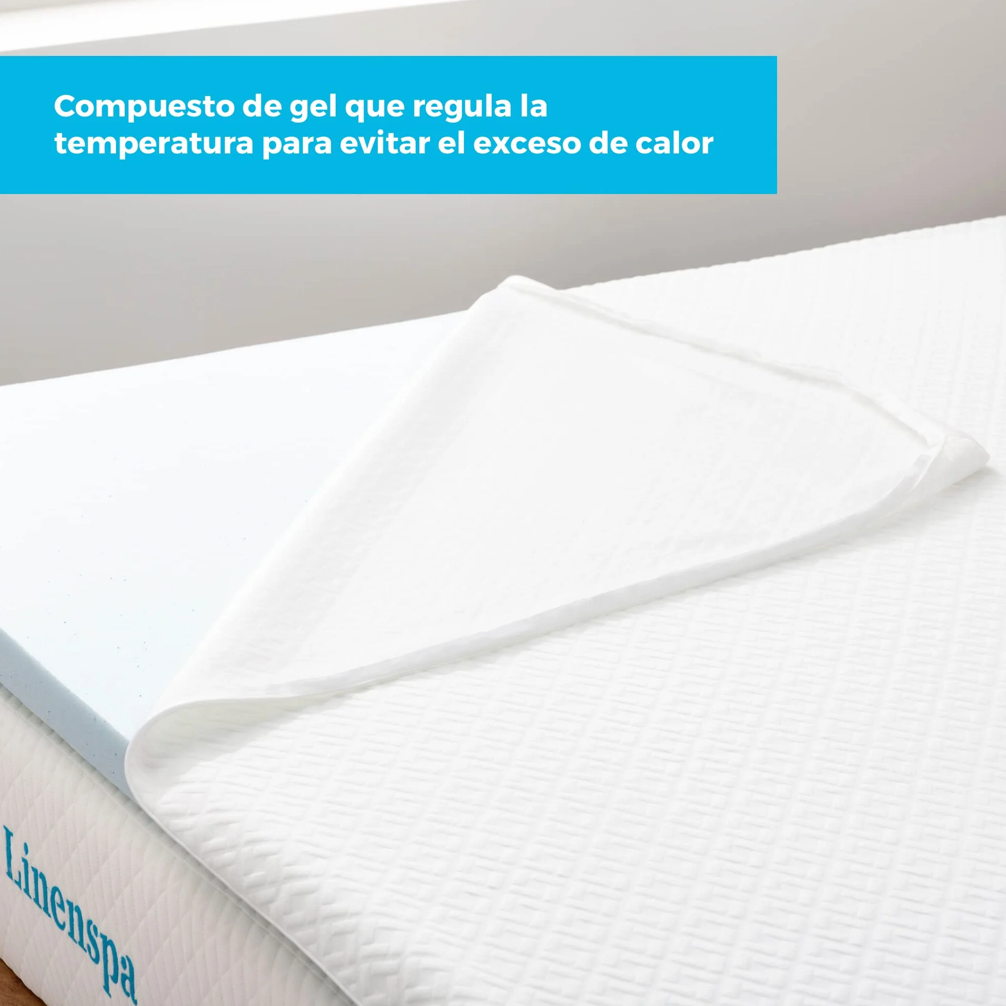 Linenspa Sobrecolchon Viscoelastico | Topper para colchon 120 x 190 cm | Grosor 5 cm | Con Gel y funda con cremallera lavable | Oeko-Tex