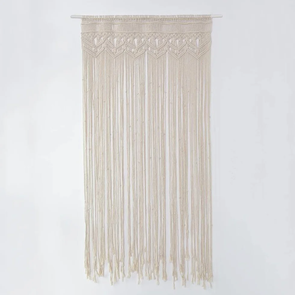 Cortina de Hilos Tejida a Mano, Hilo de algodón, para Puerta, decoración de Fondo de Boda, Cortina de Fondo de Puerta