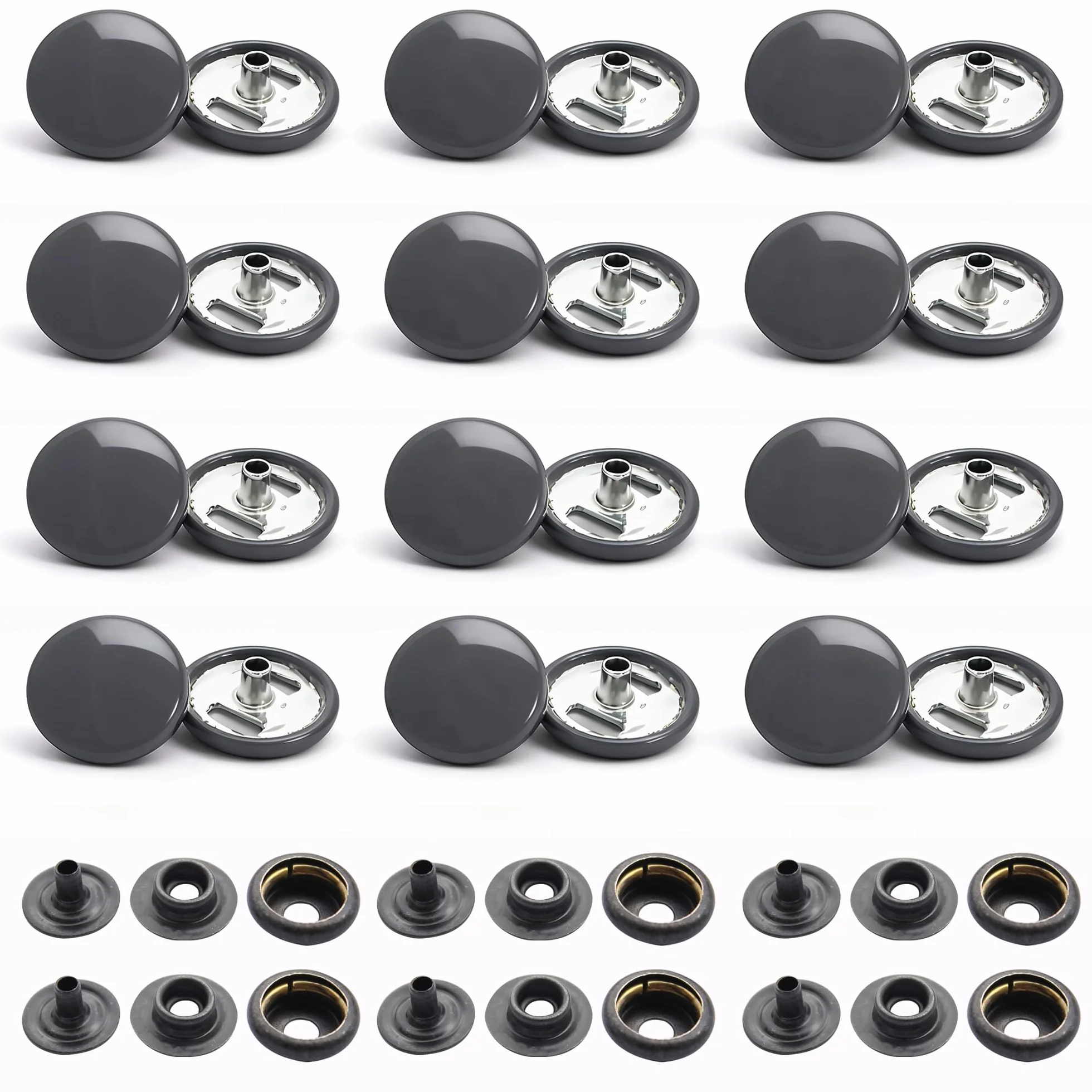 Trimming Shop 15mm Botones a Presión 4 Partes, Resistente y Ligero Metal Cierres para Chaquetas Jeans, Cuero Manualidades, Correas y Costura Proyectos, Ropa Reparación - Gris Oscuro, 1000pcs