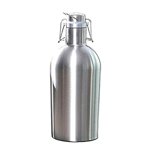 Botellas de cerveza al aire libre, 2 L, de acero inoxidable, gran capacidad, con tapa abatible