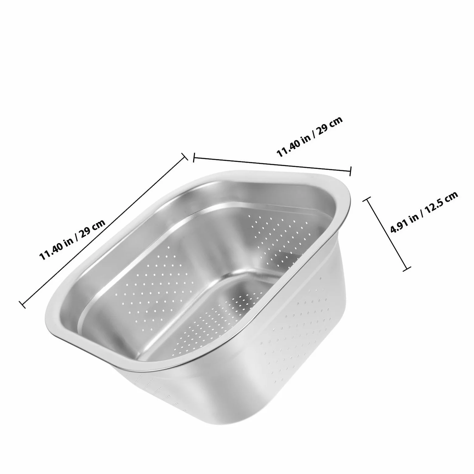 Colador de Acero Inoxidable Malla Fina y Gran Capacidad para Escurrir Verduras y Frutas en Cocina, Lavabo Cuadrado de 30 CM para Uso Doméstico y Profesional