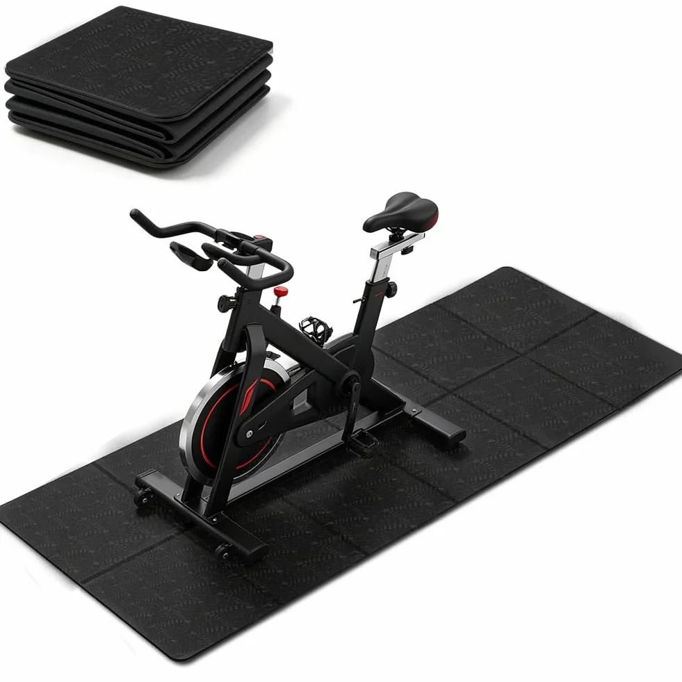 Alfombrilla para cinta de correr, 183 x 61 cm, plegable, esterilla de protección para el suelo, esterilla de fitness para aparatos de fitness, 6 mm de grosor, insonorizante, para cinta de correr