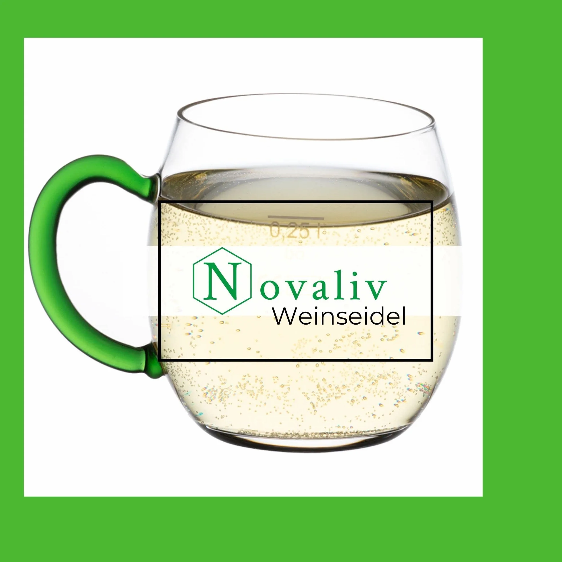Novaliv Juego de 6 copas de vino con asa verde, 250 ml, con asa
