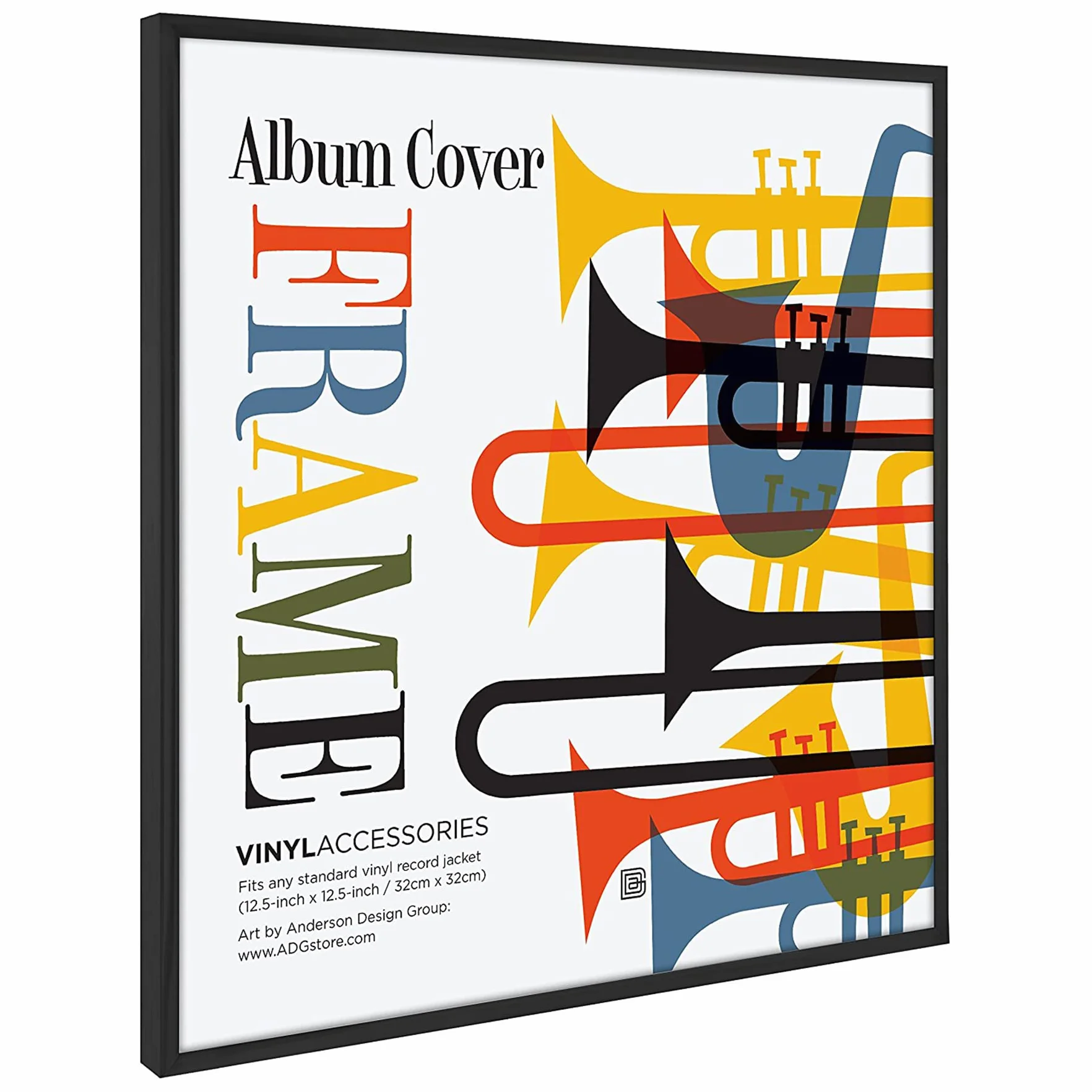 Americanflat Marco para Álbum de Vinilo 32x32 cm para Decoración - Marco de Aluminio Negro con Cubierta de Plástico Resistente y Montaje en Pared