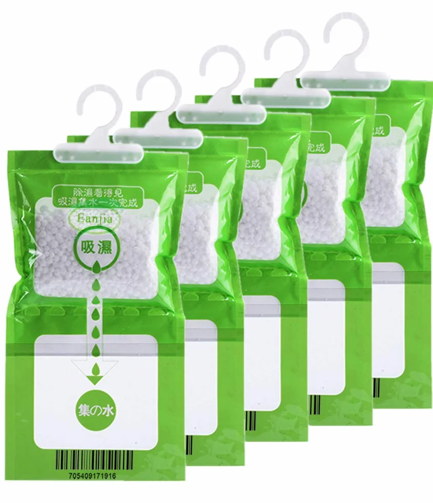 5 Pack Kitchen Bathroom Wardrobe Hanging Hygroscopic Anti-mold Deodorizing Moistureproof Desiccant Bag, Dehumidification Process Could be Witness
