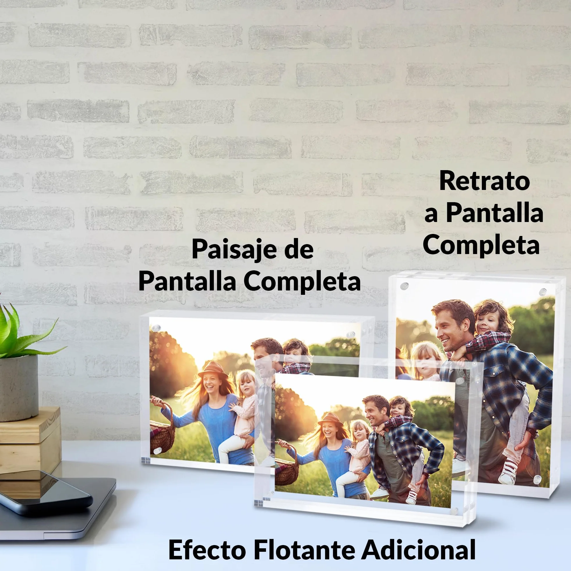 SimbaLux Marco Fotográfico Acrílico Magnético 12,7x17,8 cm, Paquete de 3 | Transparente como el Cristal, Doble Cara Sin Marco para Exhibición, Autoportante, Fácil de Cambiar