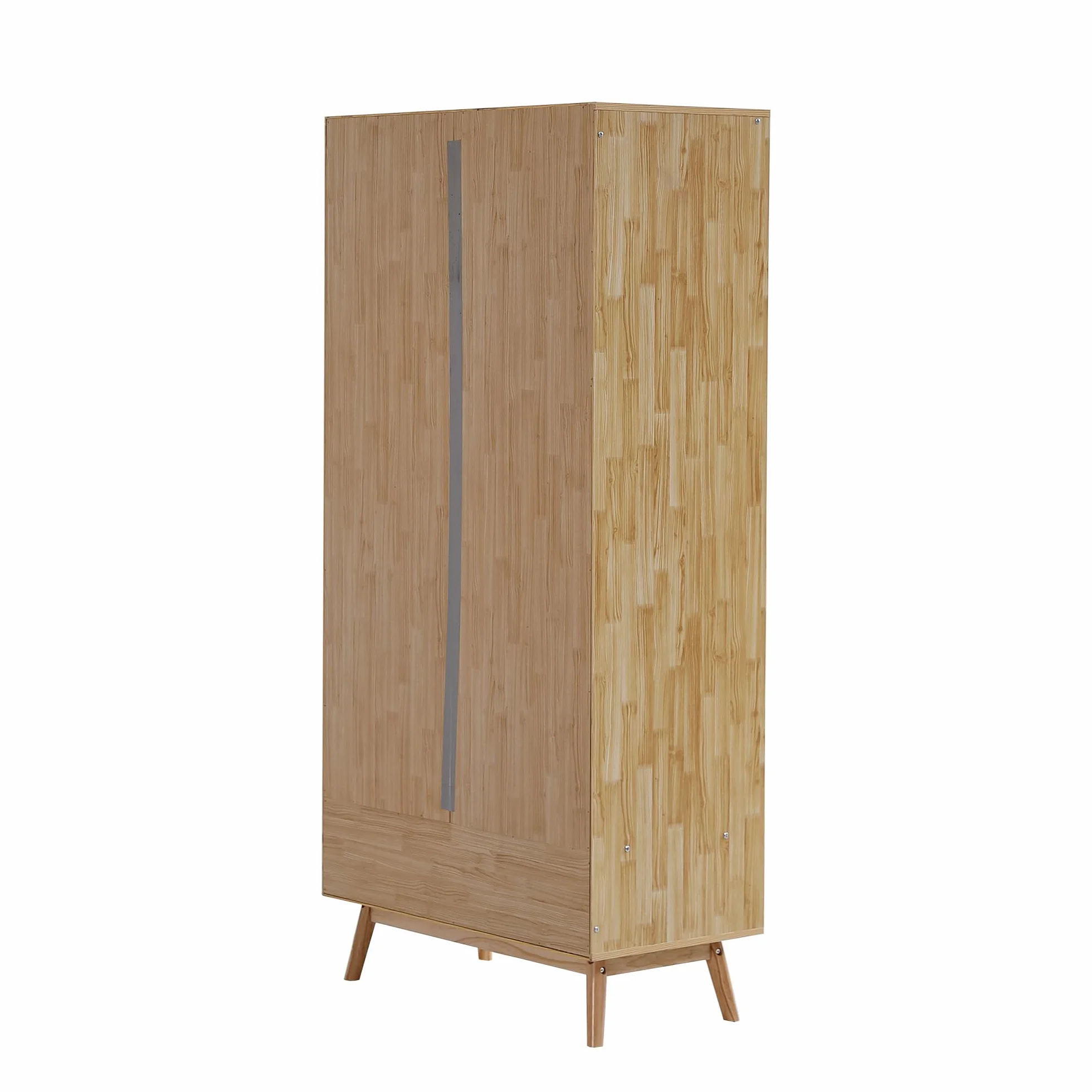 Idemon Armario con barra, armario de 2 puertas, dormitorio, red de ratán, sala de estar, con tapa inferior abatible, tableros de partículas+ratán de polietileno, natural