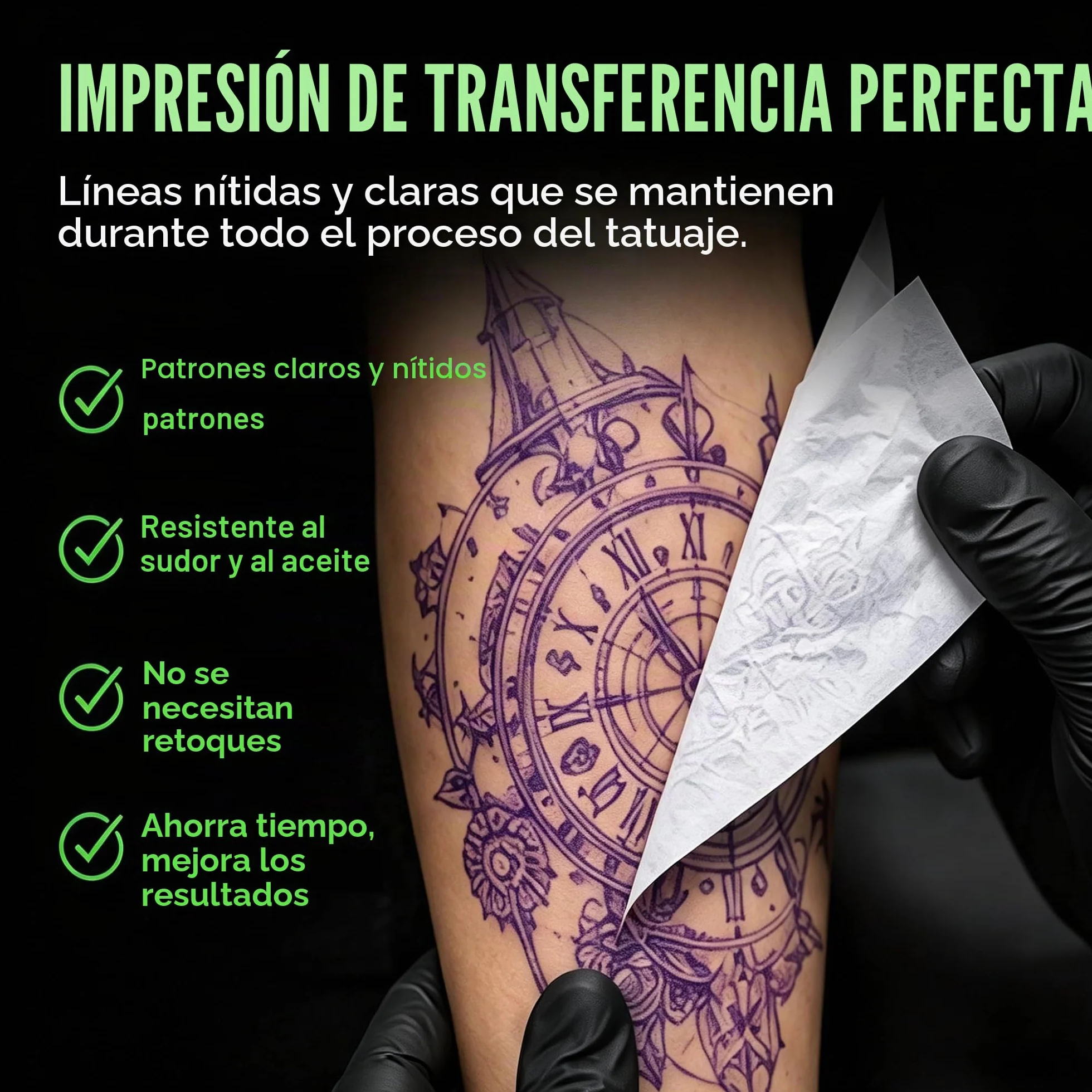 Rayyl 50 Hojas Papel Transfer Tattoo, A4 Papel Hectografico Tattoo Transfer Paper Accesorios de Tatuaje, Ideal para Impresora Tatuajes y Diseño DIY