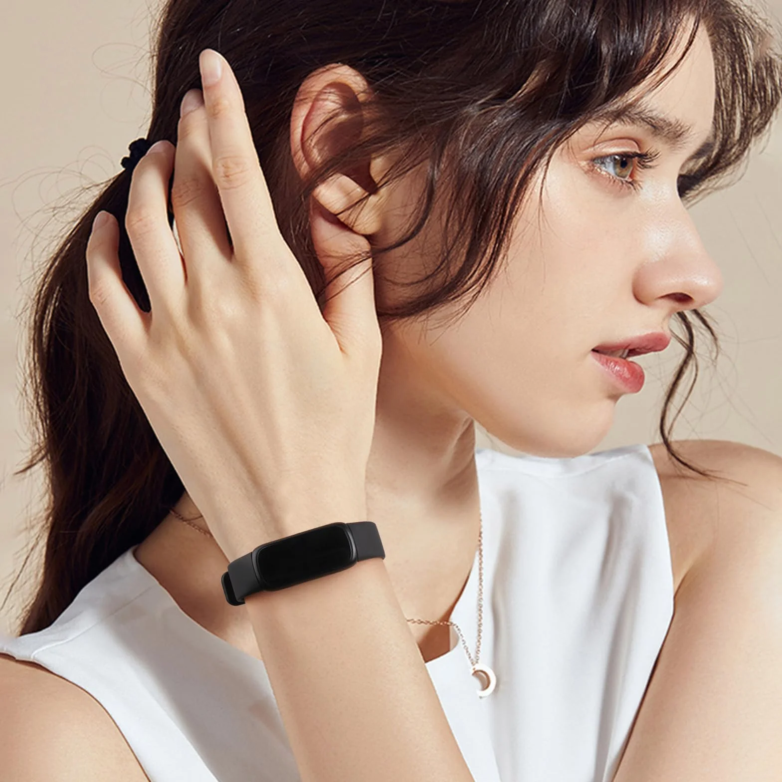 Pulsera compatible con Fitbit Inspire 3, silicona TPU, ajustable, negra