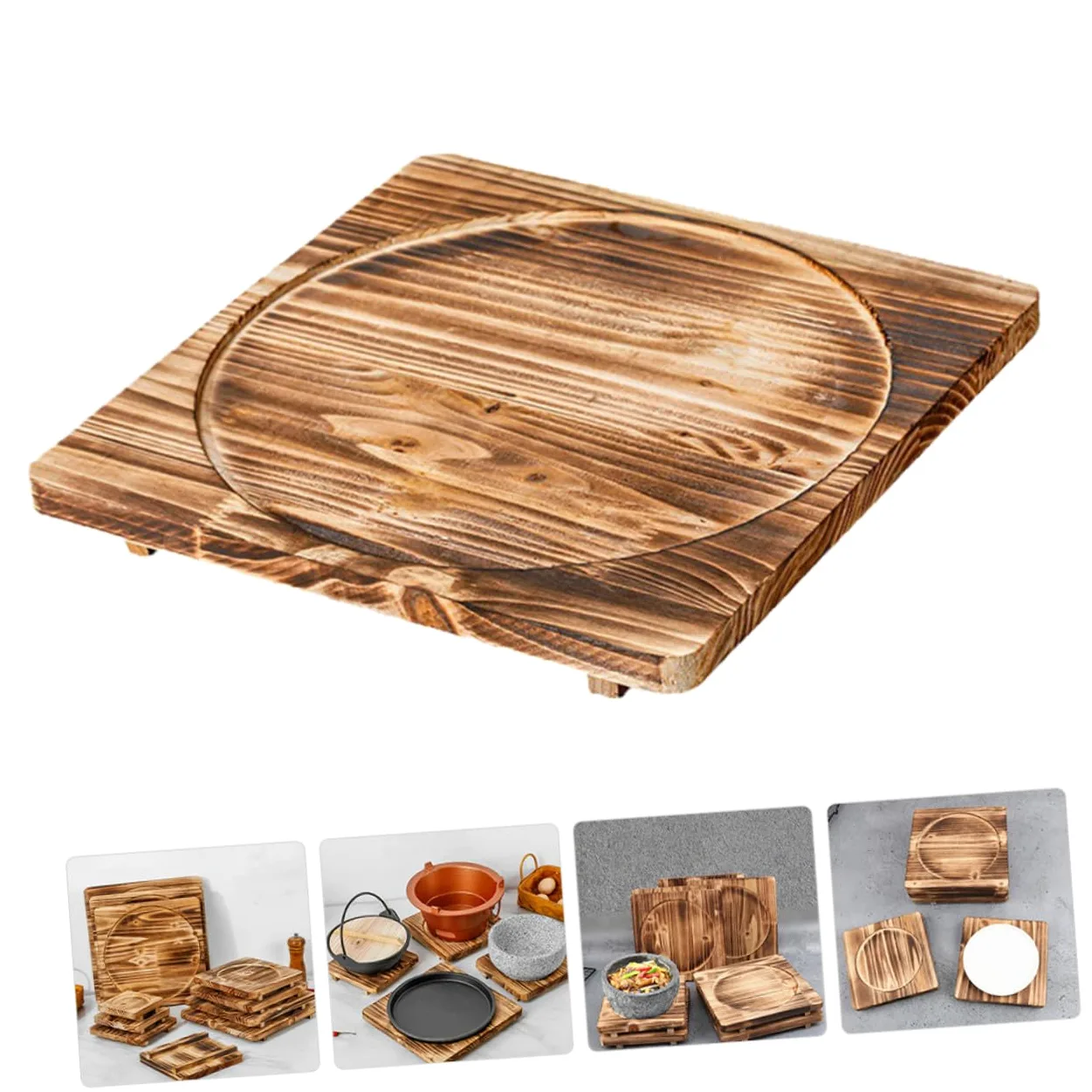 NUOBESTY Almohadilla Aislante de Madera Maciza para Cacerolas Base de Madera Resistente al Calor Accesorio de Cocina para Proteger Superficies Cocción