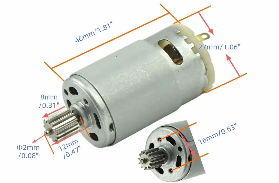 CHANCS RS390 Motor Eléctrico DC 12V 18000RPM Accesorio de Coche de Juguete Scooter 12 Marchas