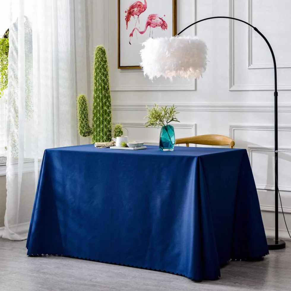 Mantel de Mesa Rectangular de Tela Manteles Durable Lavables Antimanchas para Decoración de La Mesa de Comedor Azul 200 × 360cm