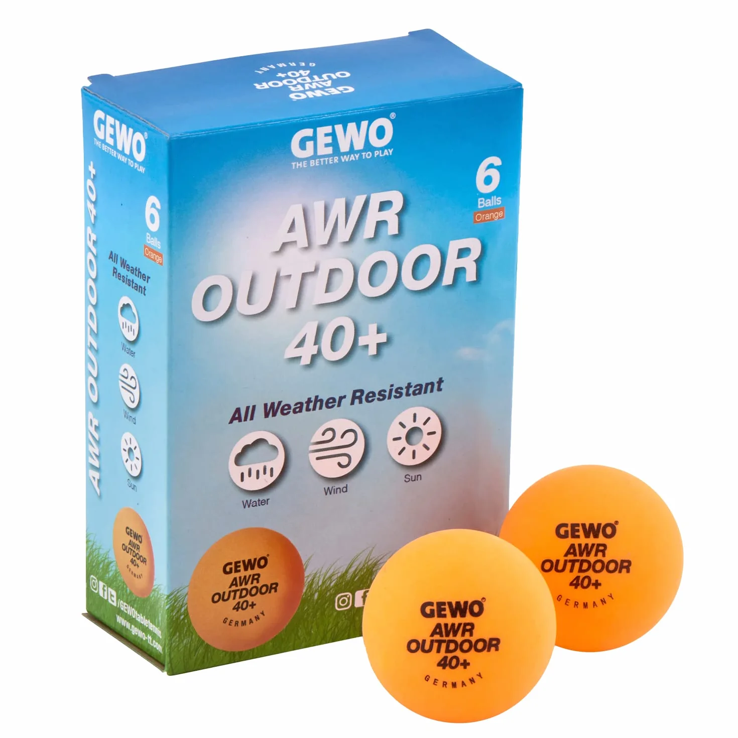 GEWO Tischtennisball Awr Outdoor 40+ Naranja