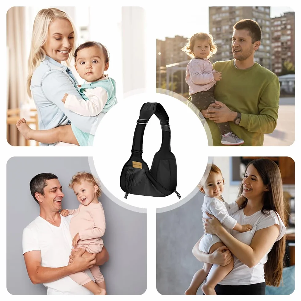 AOOWU Portabebés Ergonómico Transpirable 6-36 Meses 25kg Ajustable Multifuncional Negro