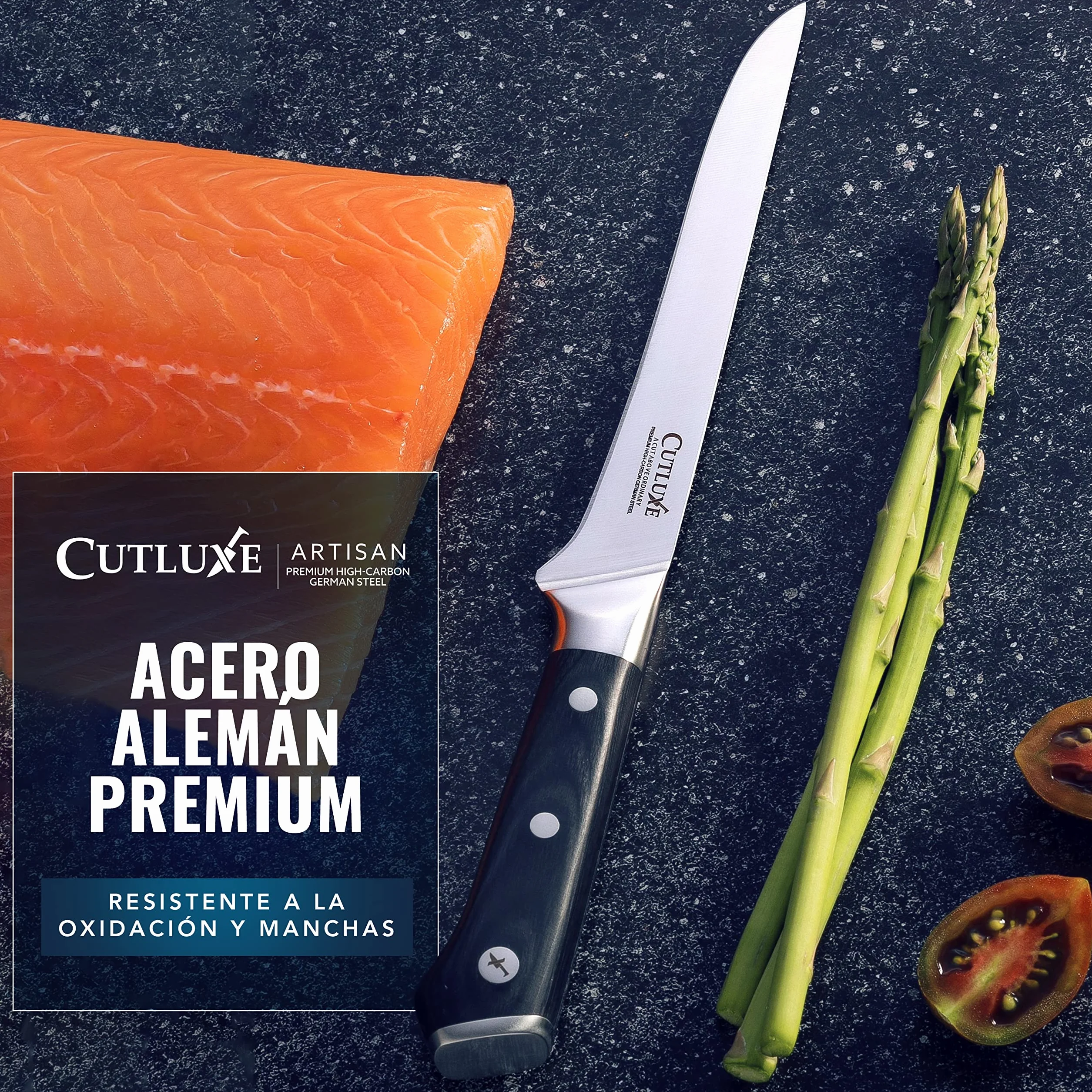 Cutluxe Cuchillo Fileteador y Deshuesar 15cm Acero Alemán Alto Carbono Serie Artesano