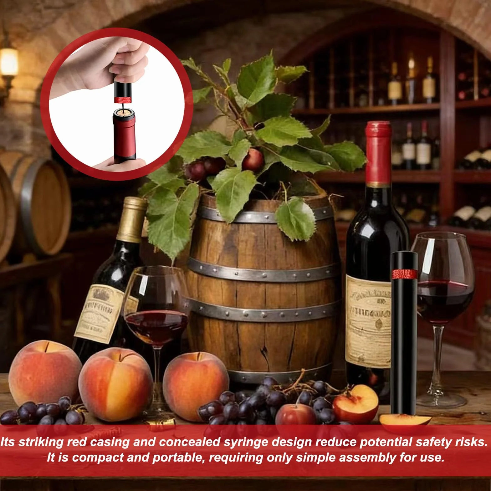 Sacacorchos de aire comprimido, sacacorchos de aire comprimido, abridor de vino con presión de aire, bomba de vino, abridor de vino rojo, para vino de lujo, para vacaciones, abrebotellas de vino