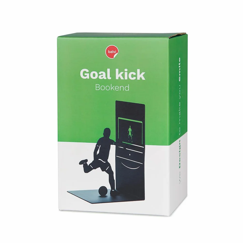 Balvi Sujetalibros Goal Kick Color Negro Soporte para Libros de estantería con Jugador de fútbol Meta