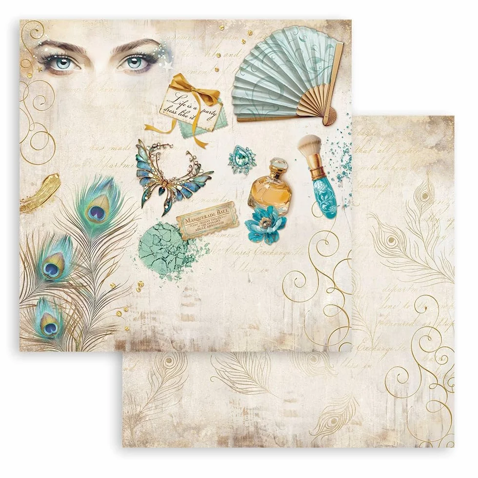 Stamperia - Scrapbook Paper Pad for Scrapbooking, Albums, Card Making, Bullet Journalling and More, Acid Free, Double-Sided, Perfect for Hobbies, Crafts, and Gifting (Masquerade) (30.5 x 30.5cm)