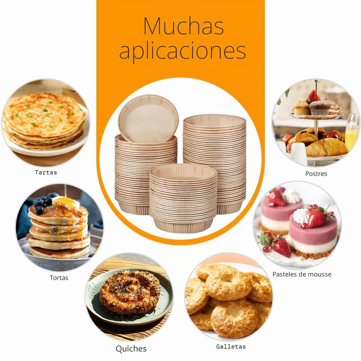 Housoutil Moldes Para Tartaletas Desechables 100 Unidades Mini Moldes Redondos 4.33X3.62X0.90 Pulg Para Hornear Tartas Quiches Postres Resistentes a La Grasa Aptos Horno Y Microondas