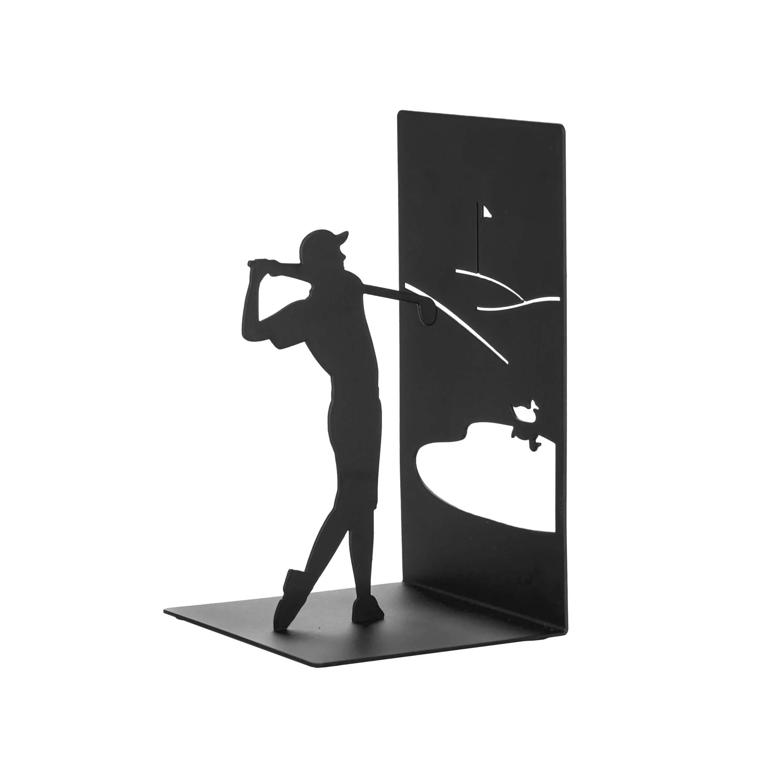 Balvi Sujetalibros Backswing Color Negro Soporte para Libros de estantería con Jugador de Golf Metal