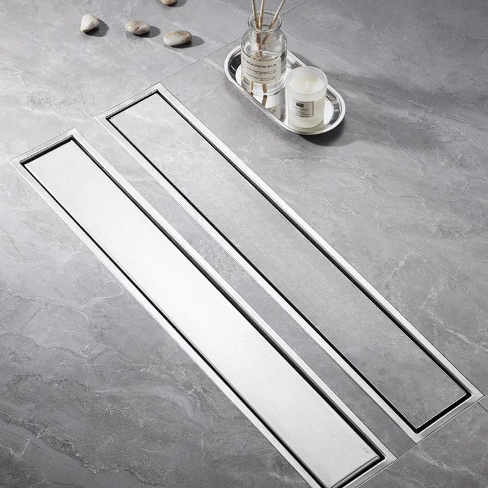 Canaleta de Ducha 10cm de Ancho Desagüe de Piso Uso Positivo y Negativo con Extraíble Anti-Obstrucción Filtro Fácil Instalación for Balcón Cocina Baño Garaje Plateado(10 * 80cm)