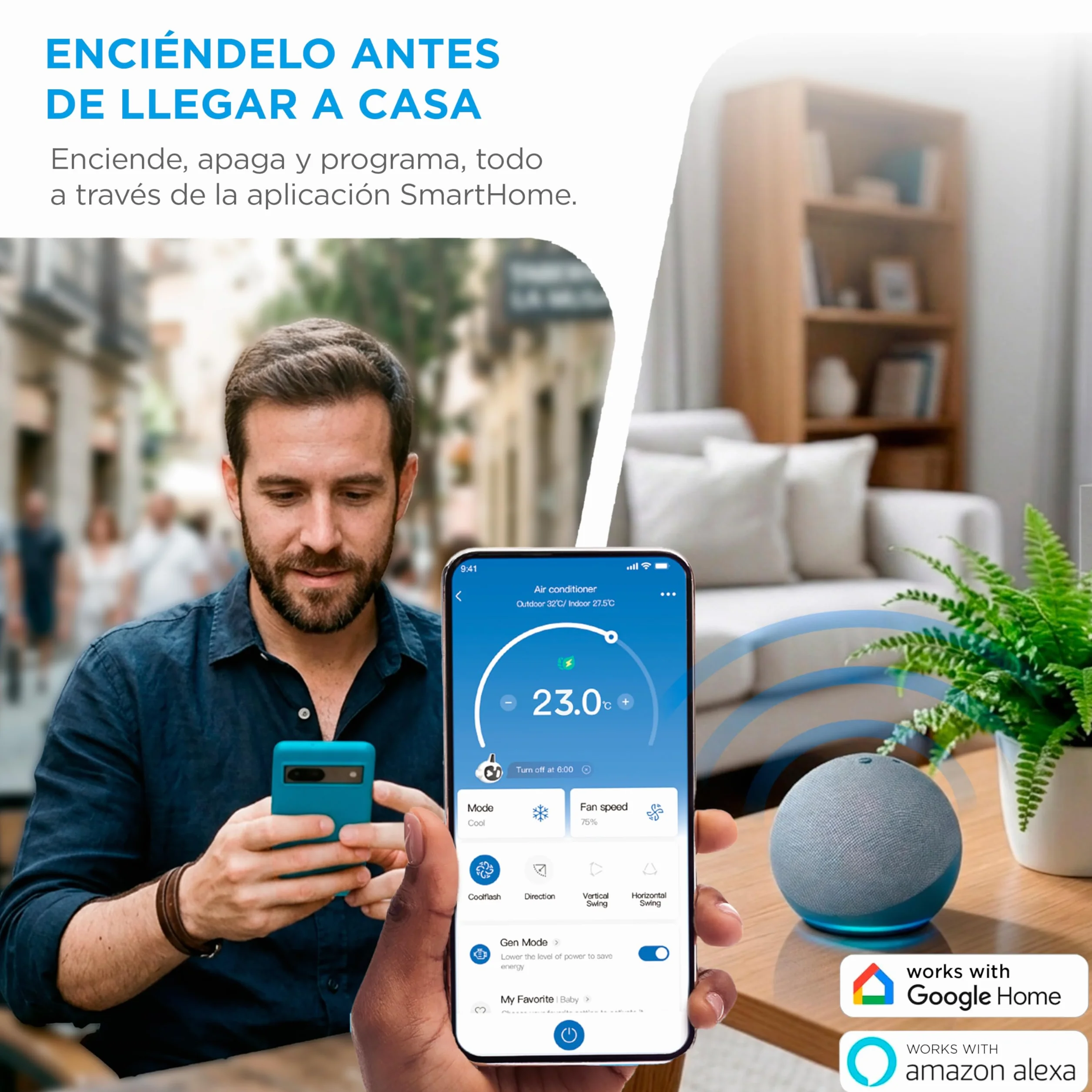 Midea Portasplit Aire Acondicionado Portatil 4 en 1 | 3000 frigorías / 12000 BTU | Split sin Obra de Bajo Consumo con modo Silence, App/Wifi, Deshumidificador, Calefacción y Ventilador hasta 45 m2