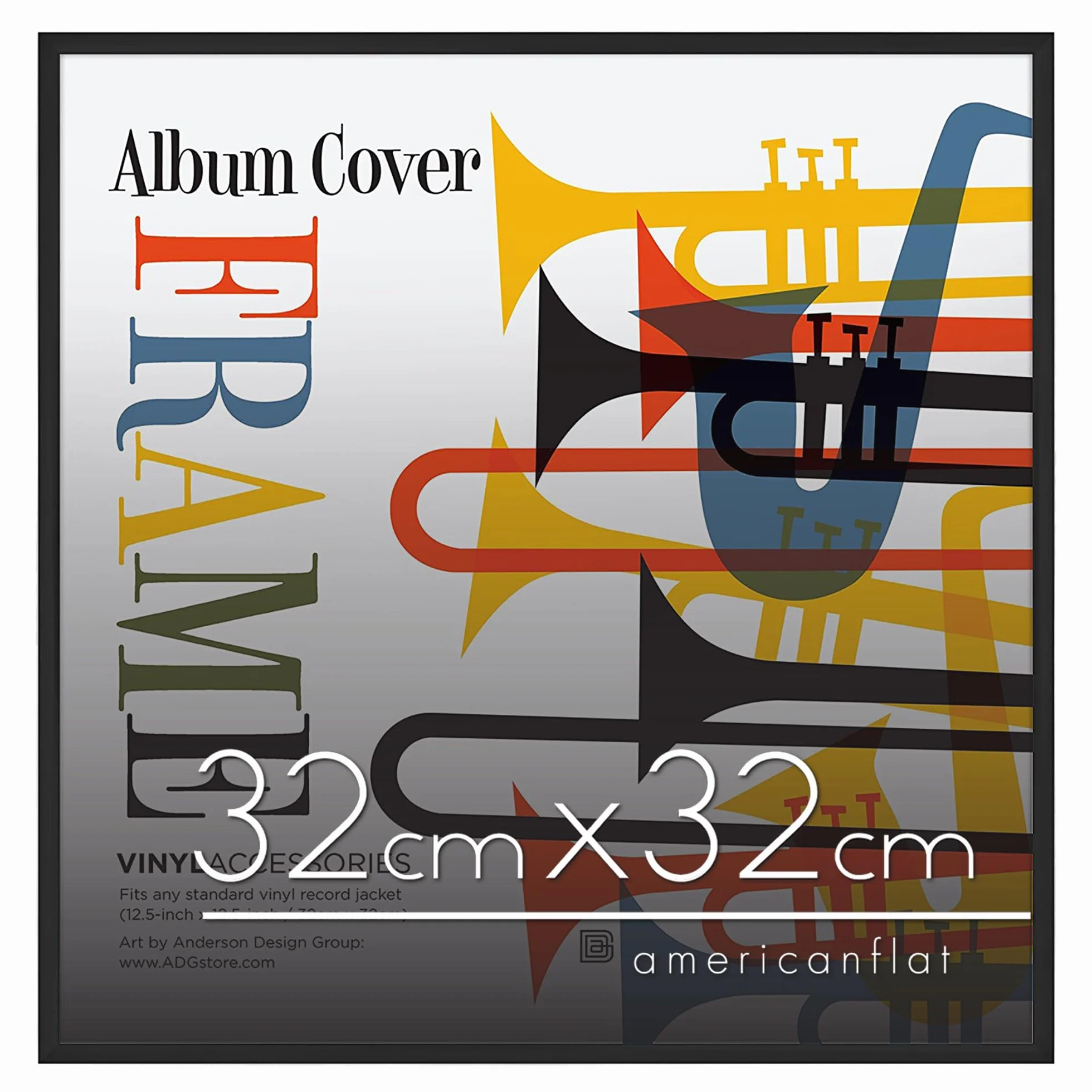 Americanflat Marco para Álbum de Vinilo 32x32 cm para Decoración - Marco de Aluminio Negro con Cubierta de Plástico Resistente y Montaje en Pared