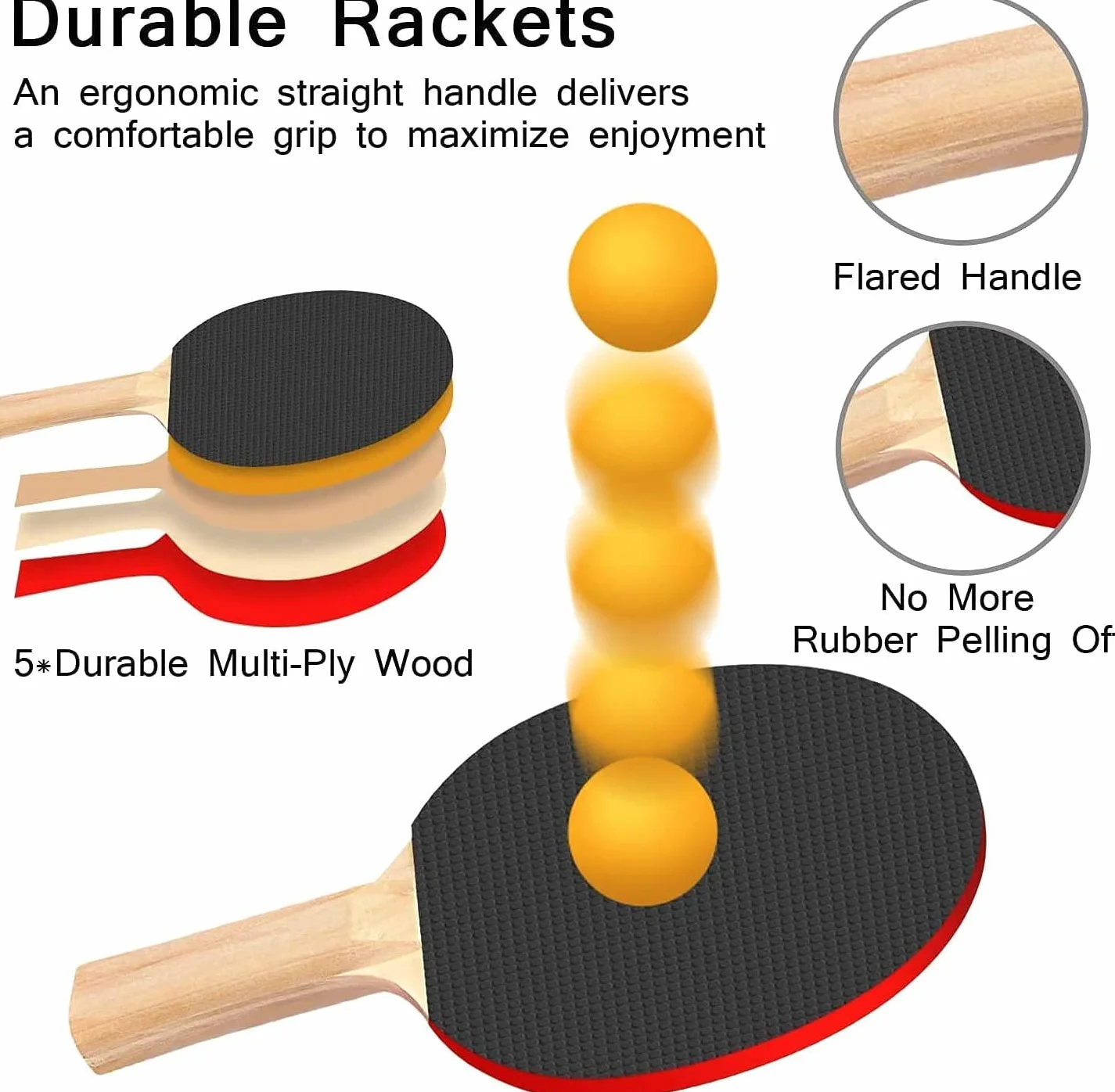 Set de Ping Pong con Red Ajustable, 2 Raquetas y 6 Pelotas