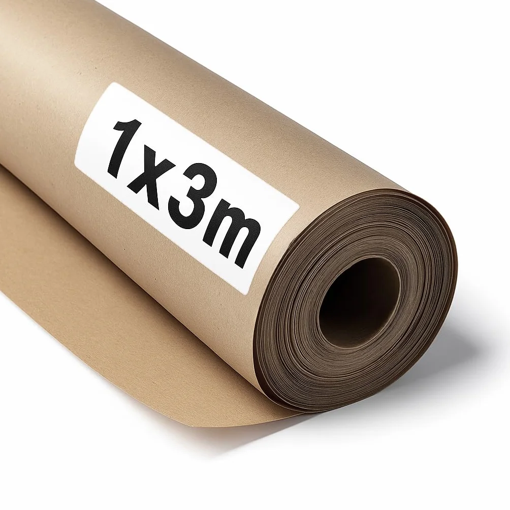 OFITURIA Papel Kraft Marrón Natural 70 g/m² - Rollo 1×3 m - 1 Rollo - Para Embalaje, Manualidades y Decoración - Resistente y Fácil de Cortar - Compatible con Pinturas y Crayones