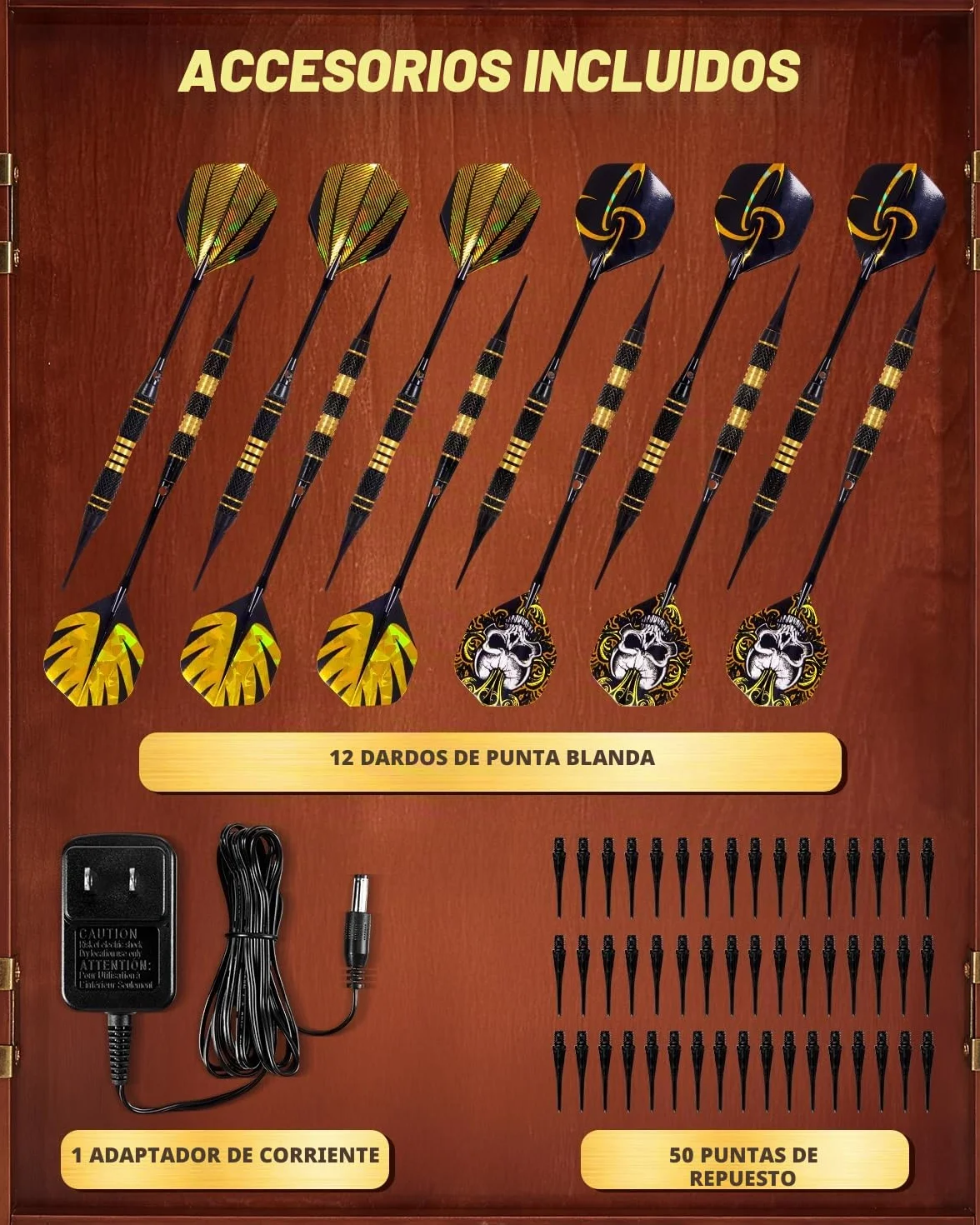 Diana Electronica Profesional Dardos de Bronce Modo de Juego Cricket Puertas de Gabinete de Madera