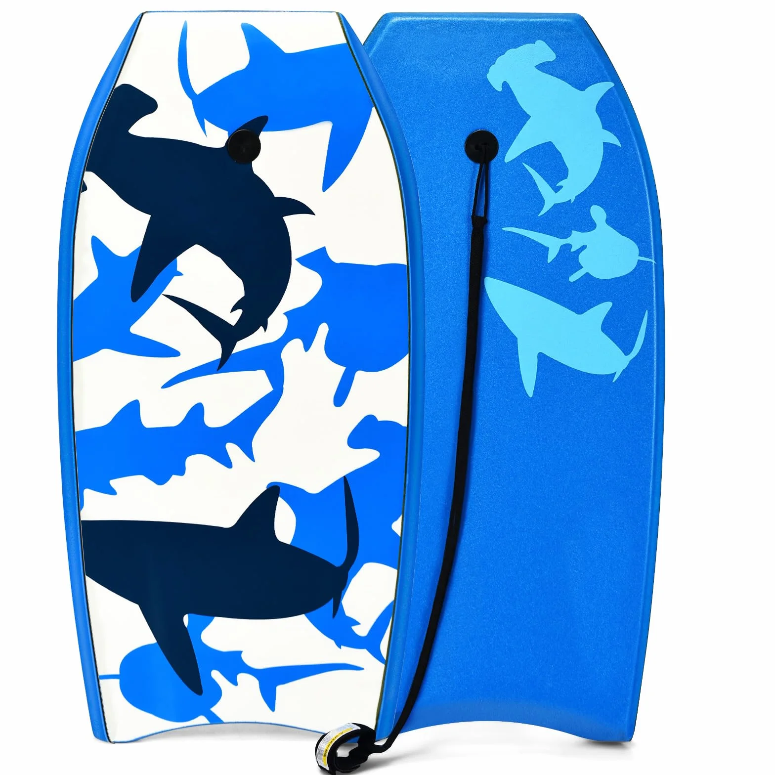 HOMASIS Bodyboard Antideslizante XPE HDPE Tabla Surf Estampado Tiburón Portátil Niños Adultos Azul