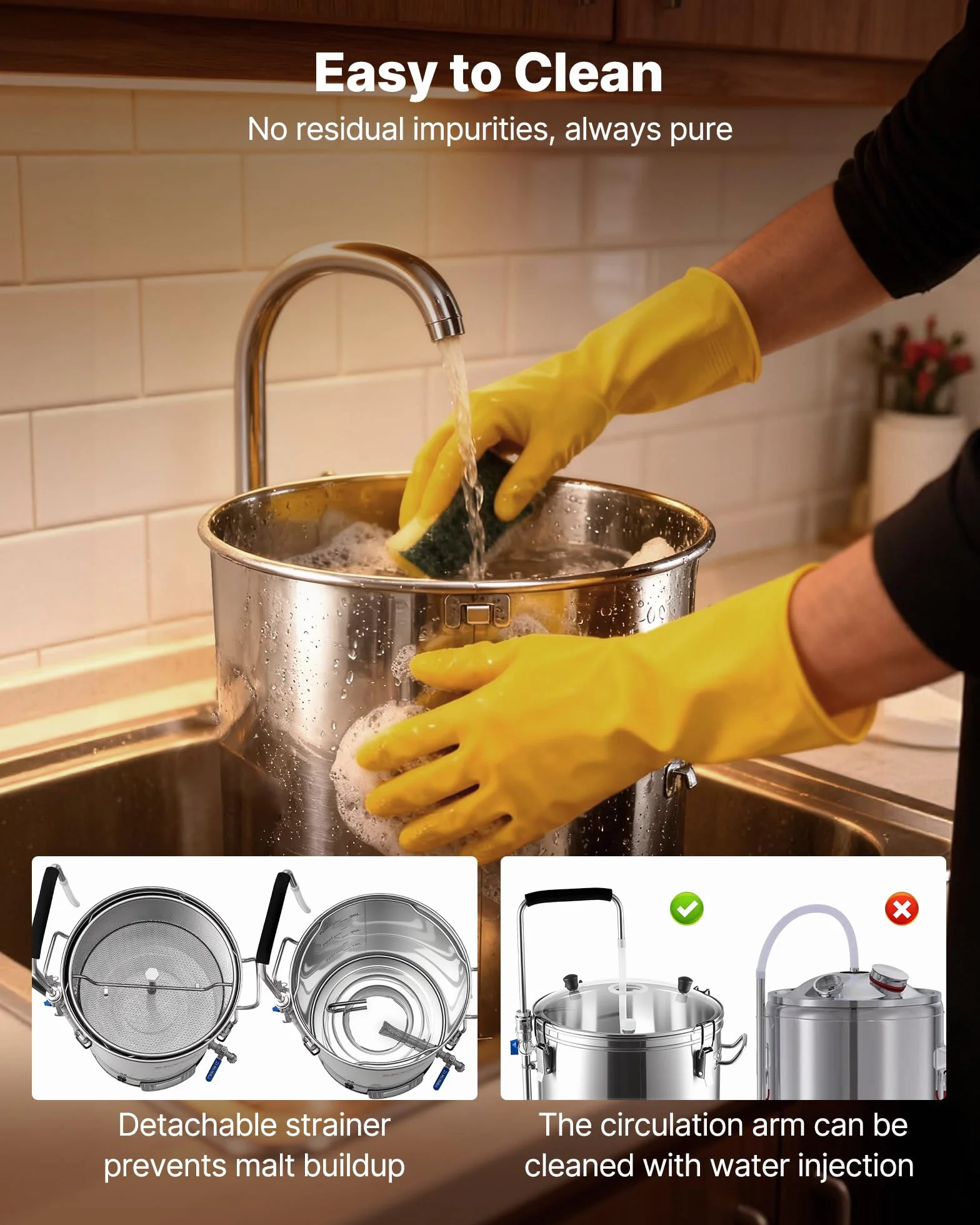 VEVOR Destilacion para Alcohol 30 L Olla De Acero Inoxidable para Cerveza 100-2500 W Destilacion para Alcohol 42 x 35,5 x 82 cm Pantalla LCD con Múltiples Funciones, Bomba de Circulación para Cocina