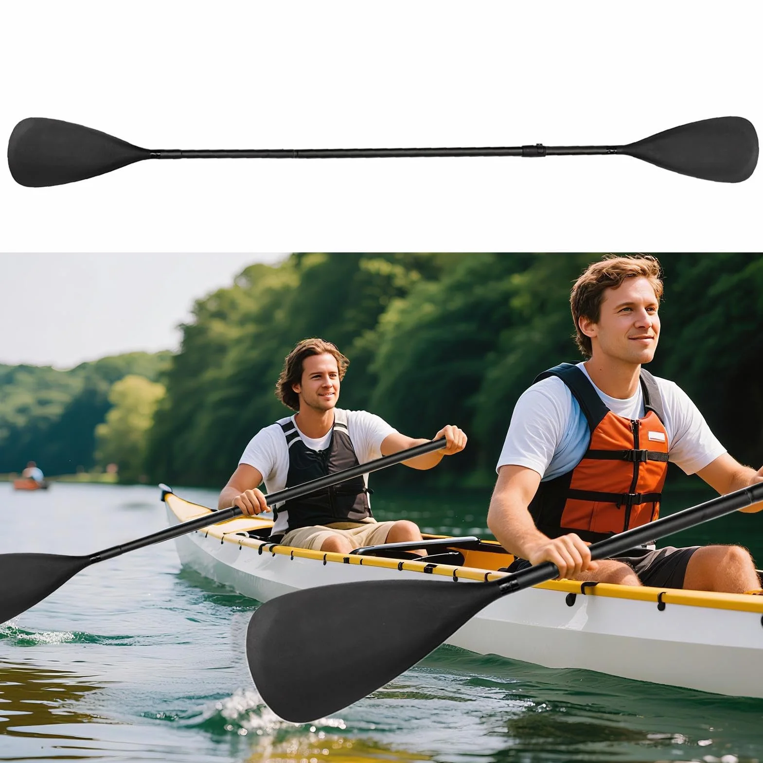 Remos de Kayak para Adultos Palas Dobles Longitud Ajustable Liberación Rápida Cabeza Doble Combinable