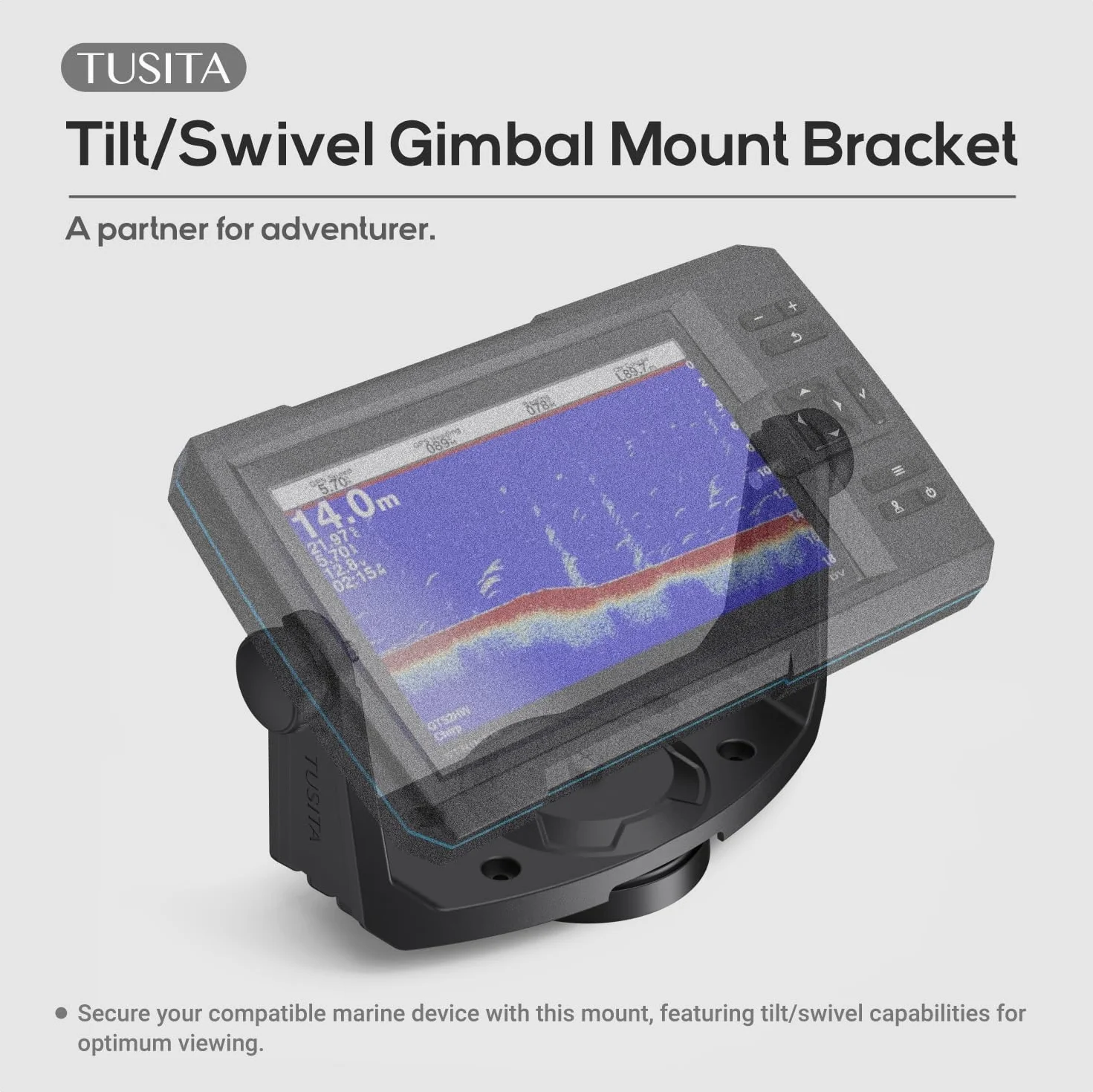 TUSITA Soporte de montaje de cardán inclinable giratorio para Garmin Striker 5cv 5dv 7cv 7dv 7sv Vivid 5cv 7cv 7sv ECHOMAP UHD2 12.7 cm 17.8 cm cv