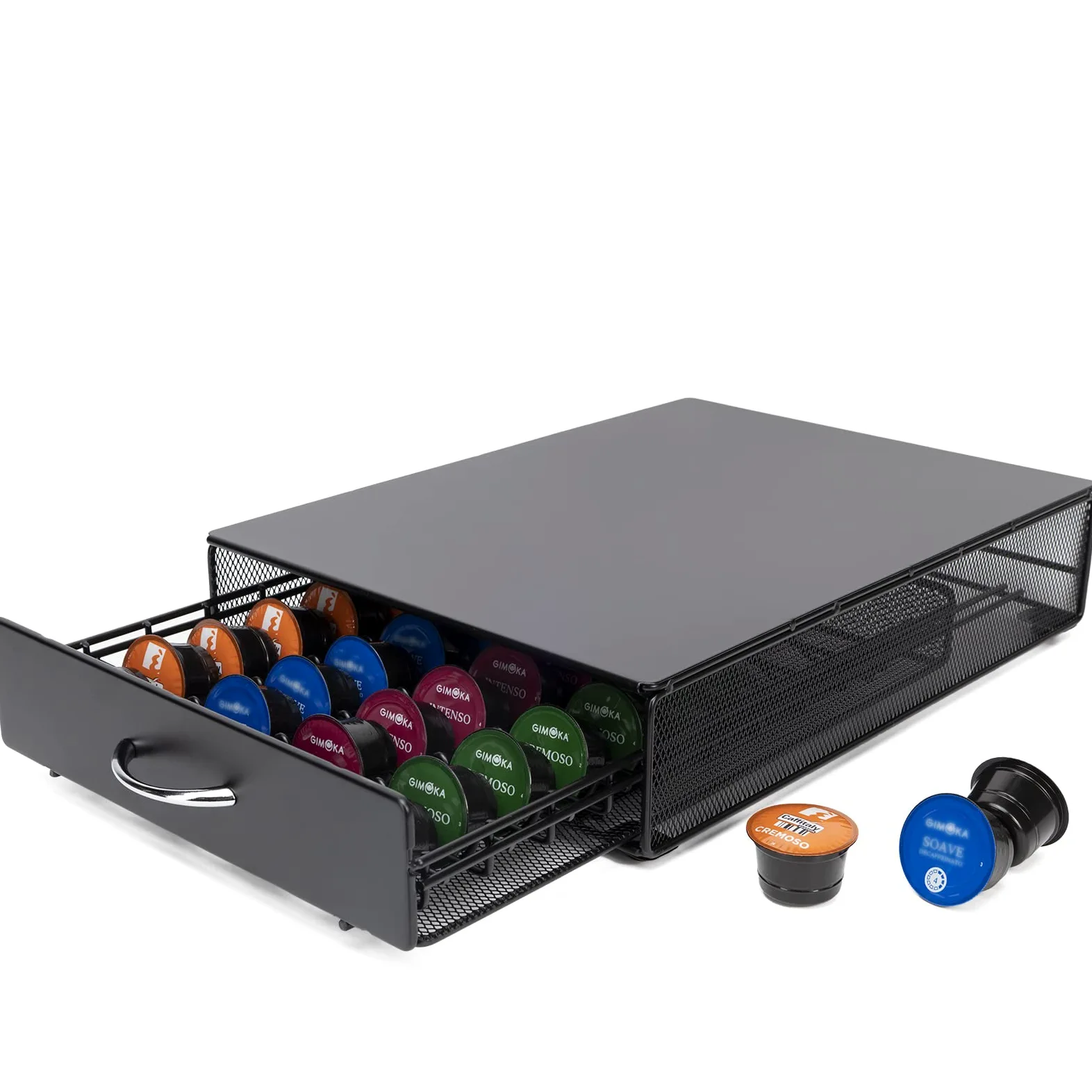 Soportes para Cápsulas de Café,Dispensador de Cápsulas Compatible con Vertuoline, Lavazza,Tchibo Cafissimo, Caffitaly,Cajones para cápsulas de café. | Dispensador de cápsulas de metal,Caja de almacenamiento de cápsulas,Cajón de cápsulas para guardar 40 cá