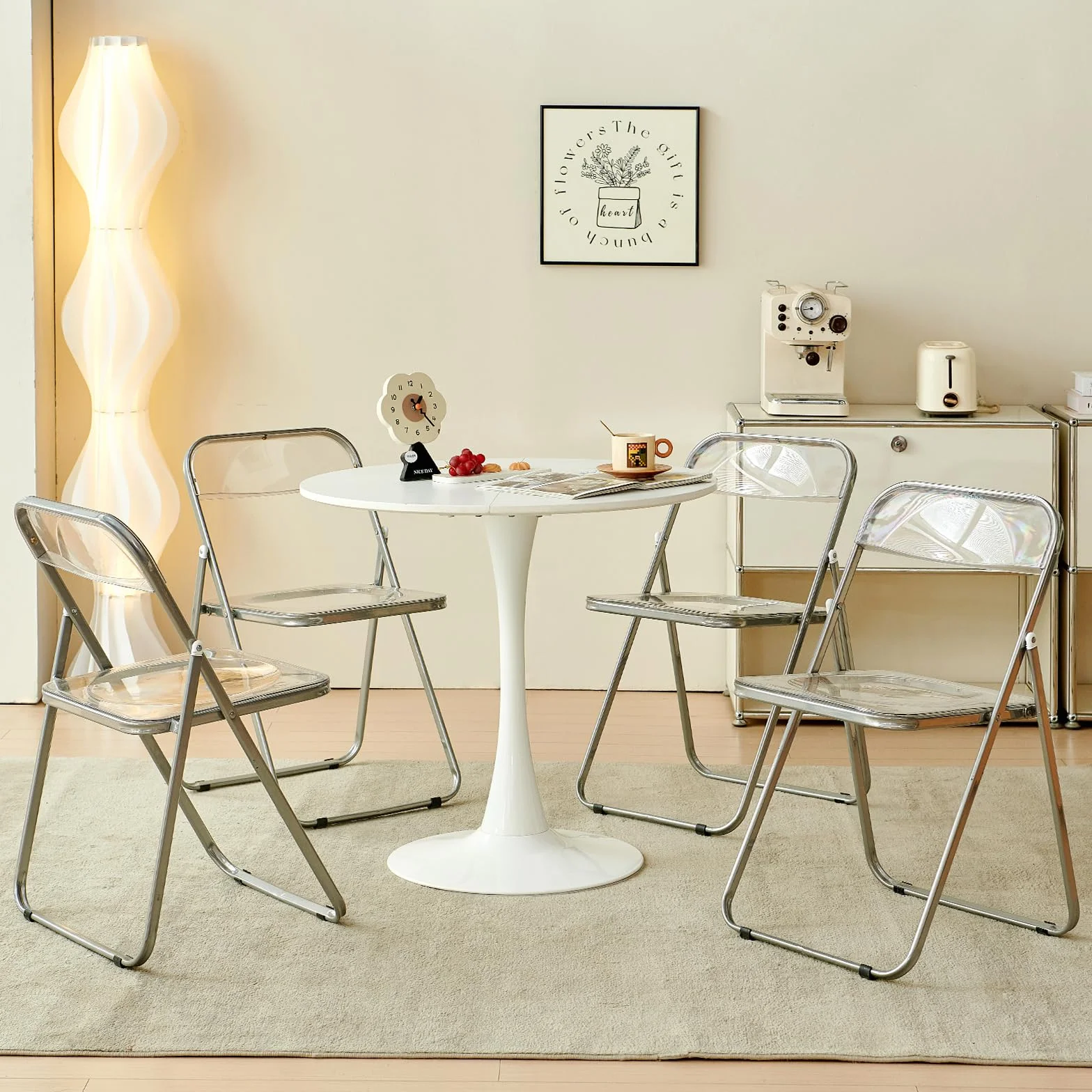 4 sillas Plegables Silla de Pet Metal Transparente Silla Plegable Capacidad de Carga de 150 kg para Comedor, salón, jardín