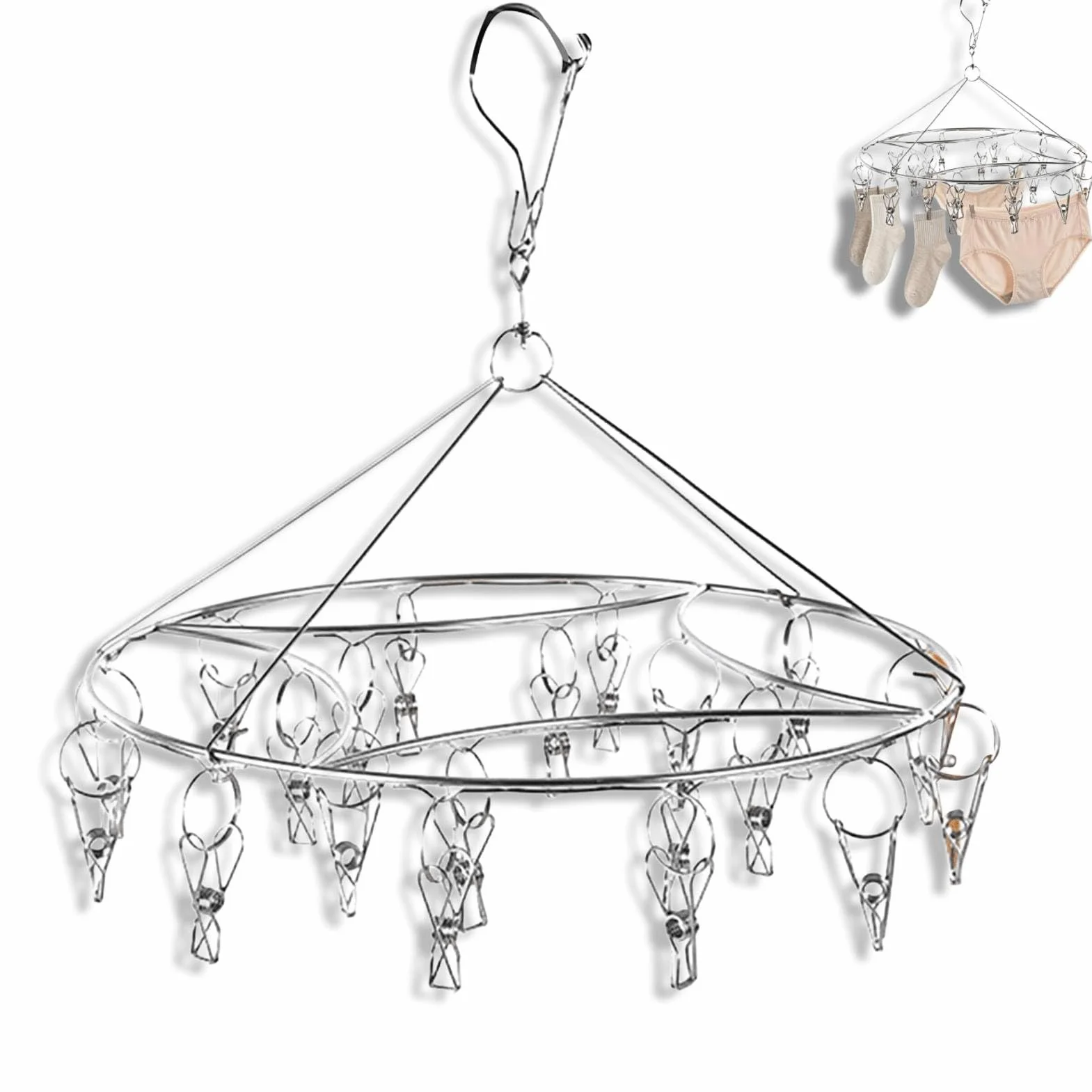 Perchero para Ropa, Perchero para Secar Ropa De Acero Inoxidable, Perchas para Ropa Interior con Clips, Perchero para Secar Calcetines, Sujetadores, Toallas(01)
