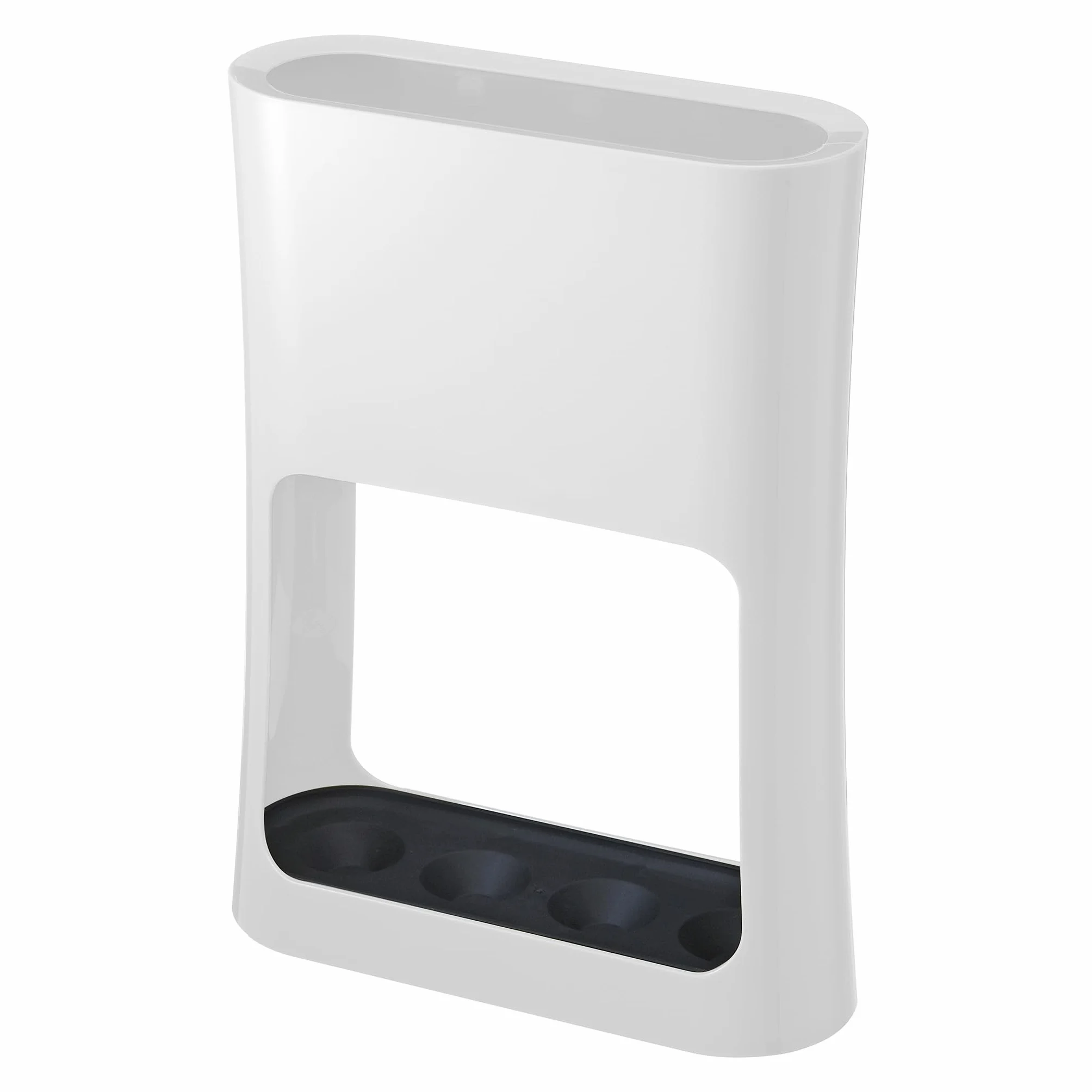 YAMAZAKI Oval Paragüero de plástico ABS - hasta 4 Paraguas, Paraguas Plegables, con Bandeja de Goteo - 7,6 x 20,8 x 28 cm, diseño japonés, Blanco