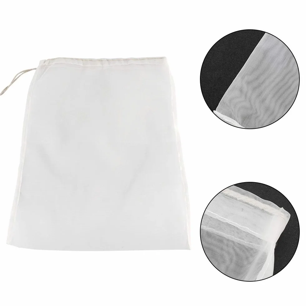 Bolsa de Filtro de Cerveza de Poliamida de Alimentos 66, Fabricación de Cerveza para el Hogar Reutilizable con Cordero para la Separación de Lúpulo, Mermelada y Vino (20x30cm)