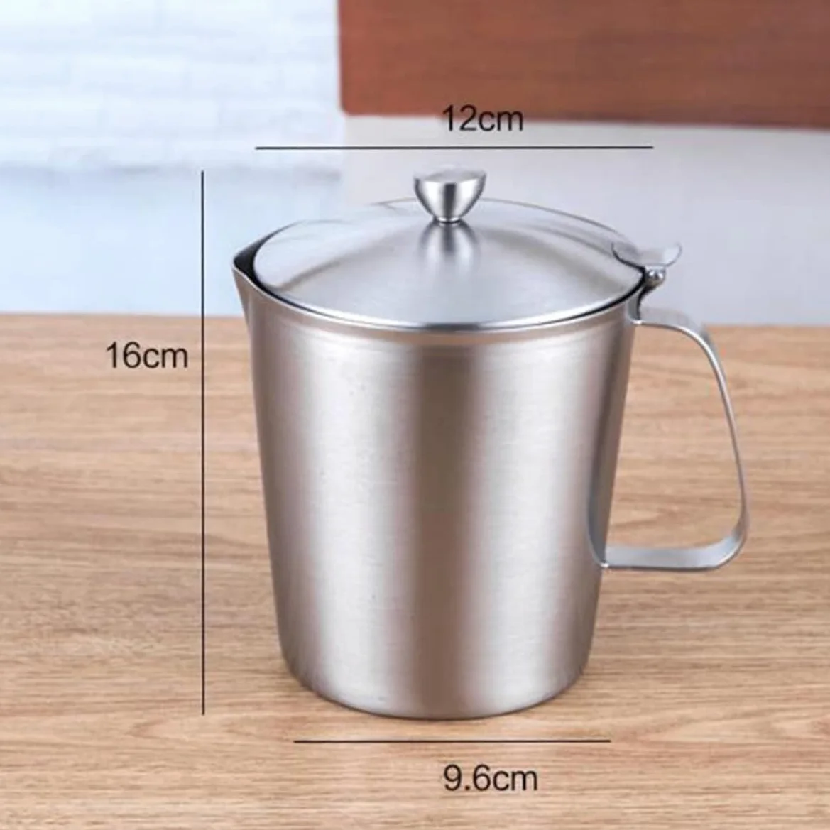 Taza Medidora que Evita Leche se Enfríe Rápido con Tapa Anti-caída 1000ml de Acero Inoxidable Jarra Graduada para Preparar Café con Leche y Barras