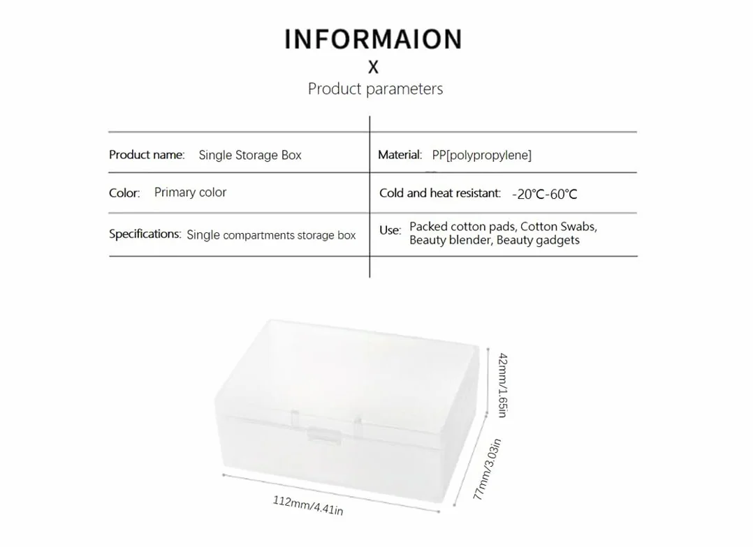 Almohadilla de algodón transparente para viaje, gran capacidad, caja de almacenamiento con material de polipropileno, hermoso diseño, multiusos (Travel storage box)
