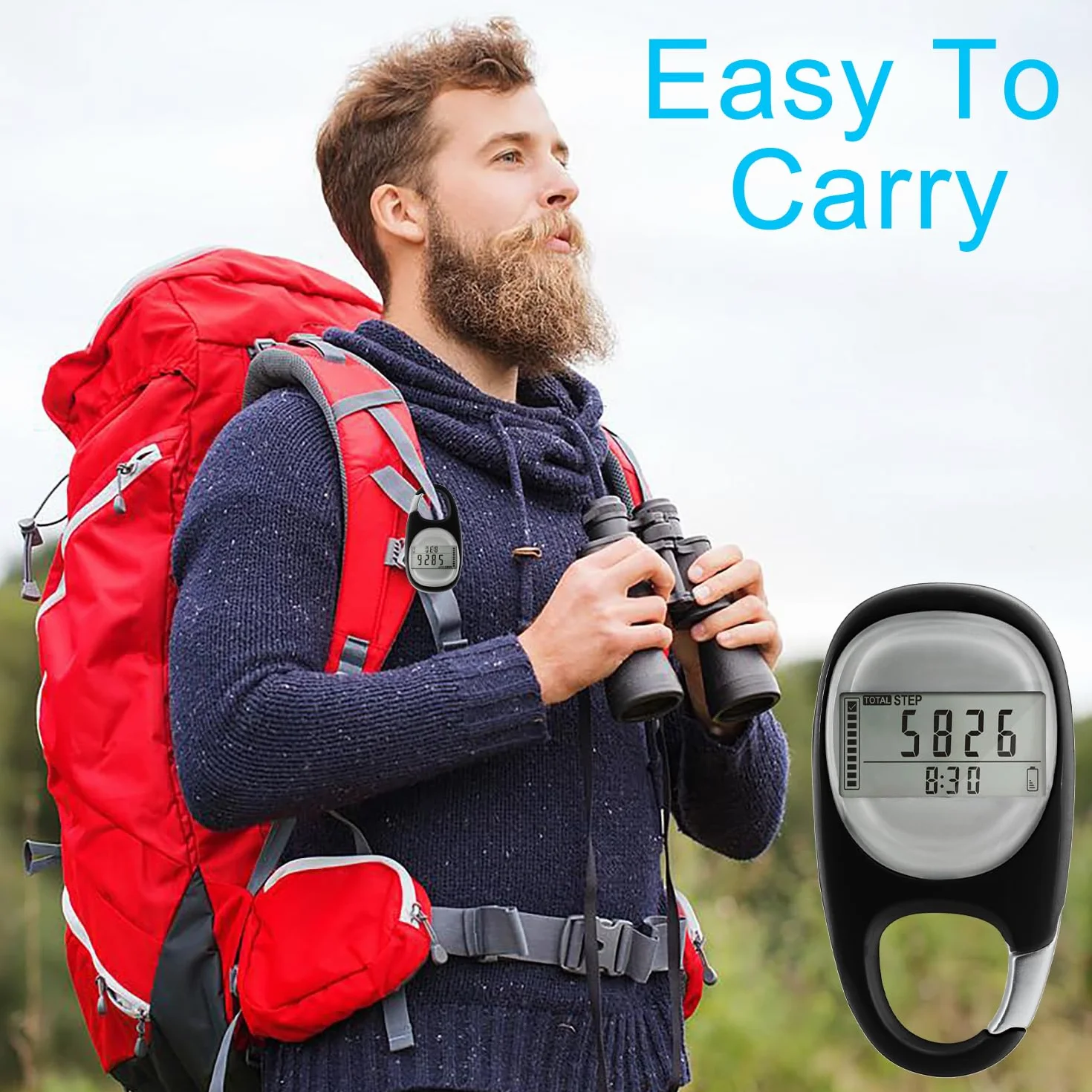Podómetro Digital 3D, Contador de Pasos Sencillo, sin App sin Bluetooth para Caminar o Correr