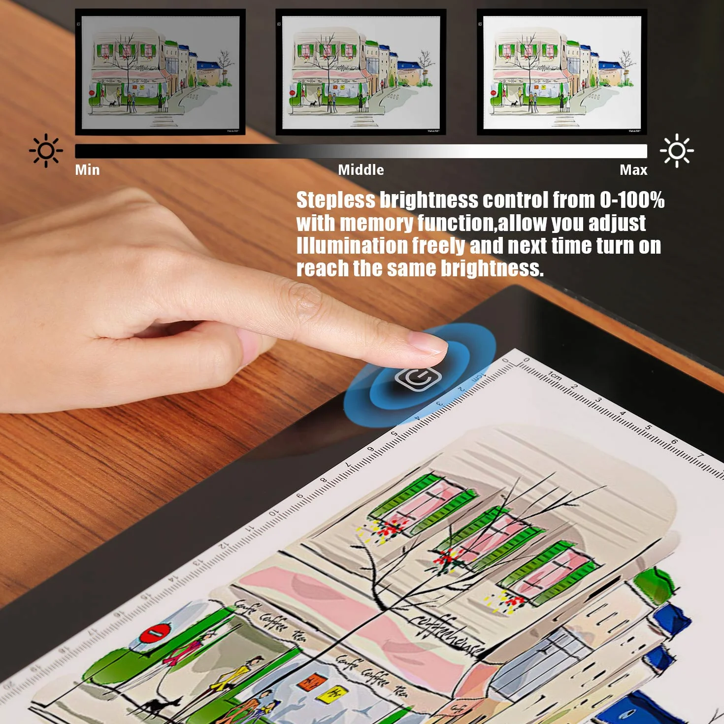 AGPTEK A2 Mesa de Luz Grande LED para Dibujo, Tabla de Luz, Proyector para Dibujar, Tablero de Luz con Panel Táctil Inteligente con Botón físico para Artistas, Dibujo, Animación