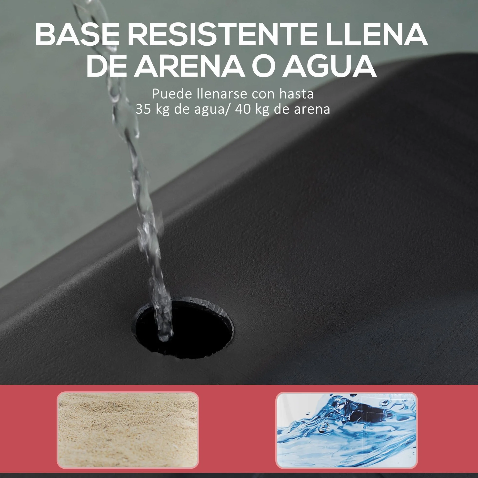 HOMCOM Canasta de Baloncesto Exterior Altura Regulable 258-314 cm Aro Base Rellenable Ruedas Negro Rojo
